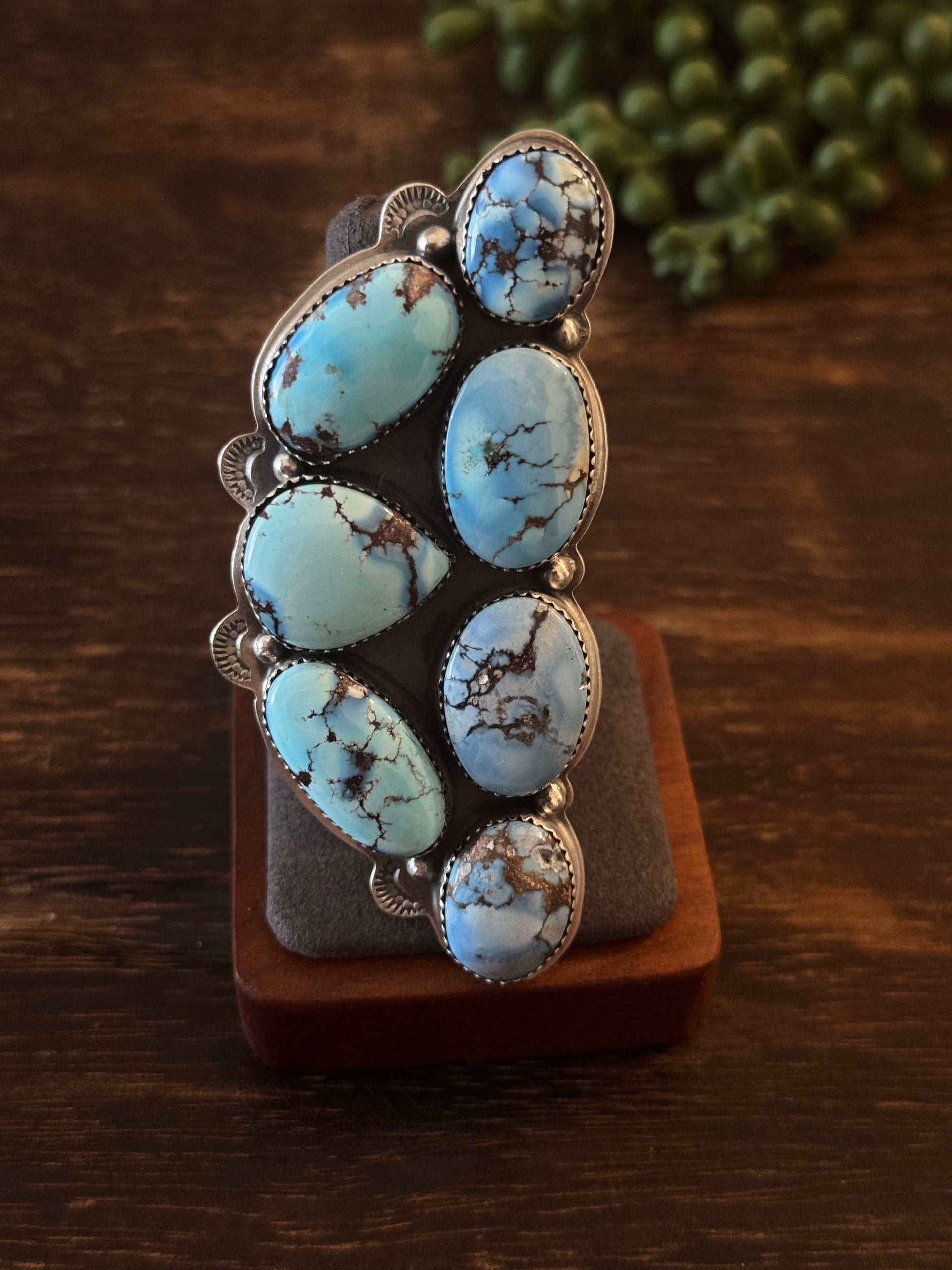 Boyd Ashley Golden Hills Turquoise & Sterling Silver Cluster Adjustable Ring