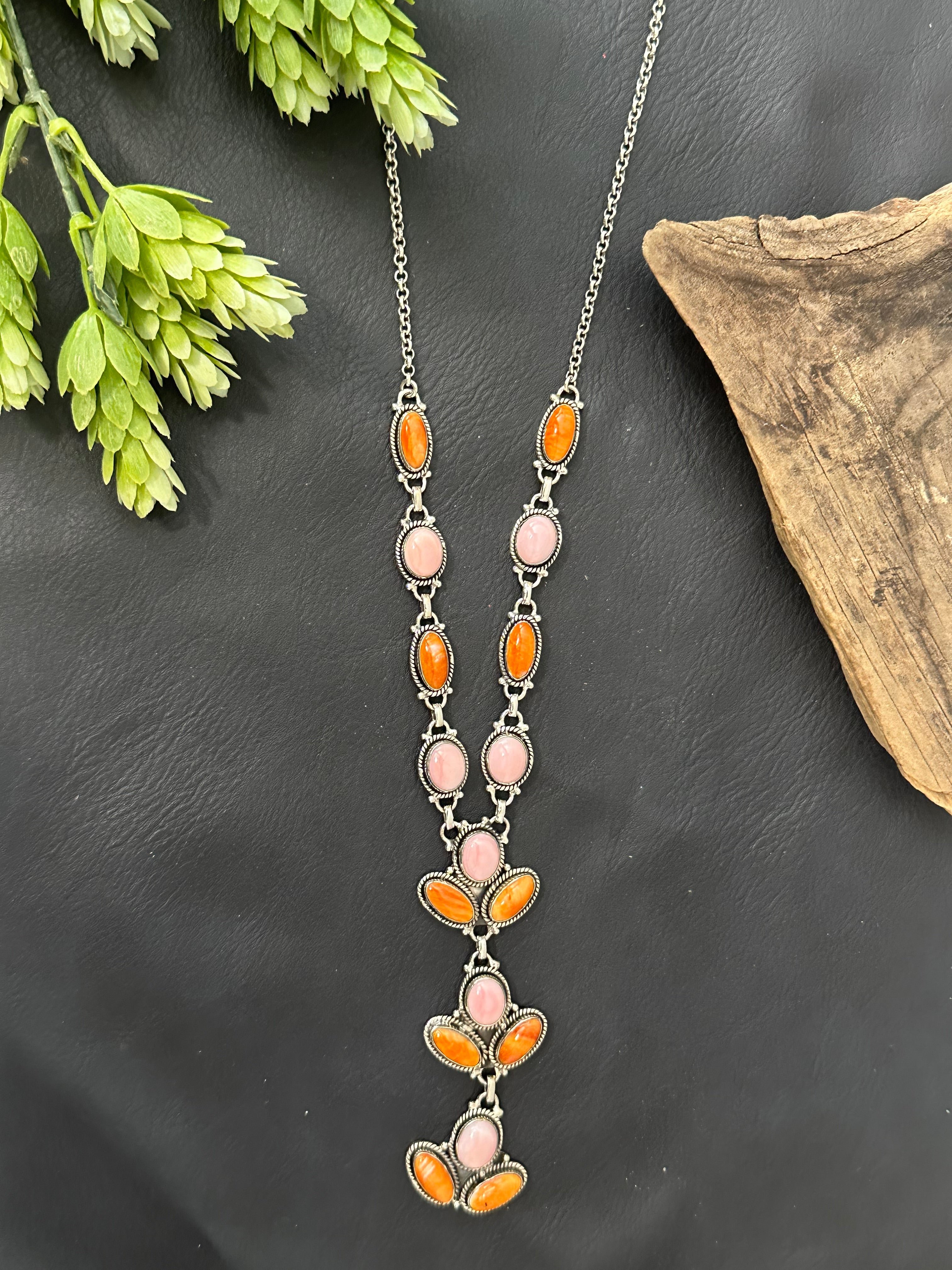 Southwest Handmade Multi Stone & Sterling Silver Cluster Necklace