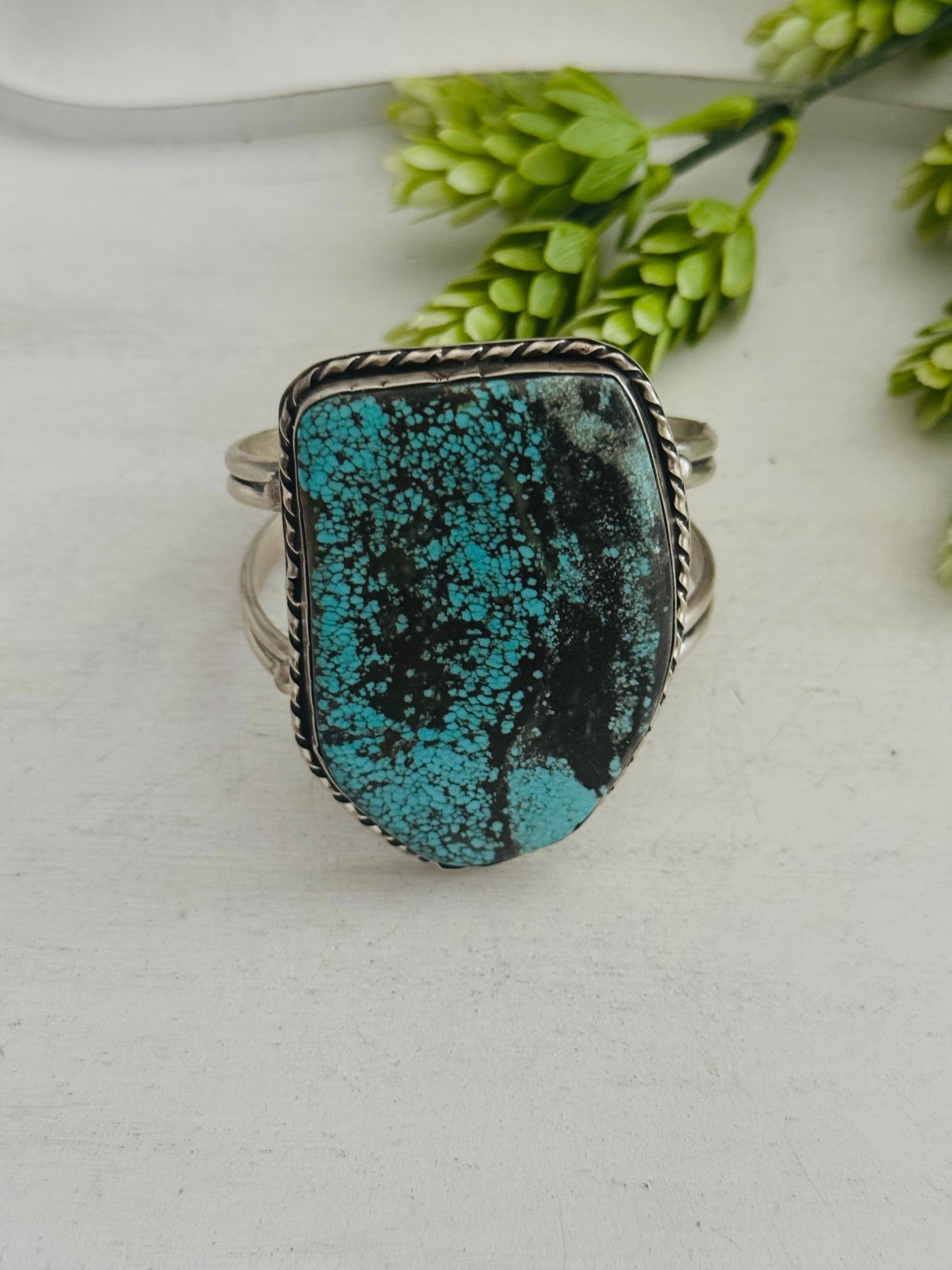 Rena Shelly #8 Turquoise & Sterling Silver Cuff Bracelet