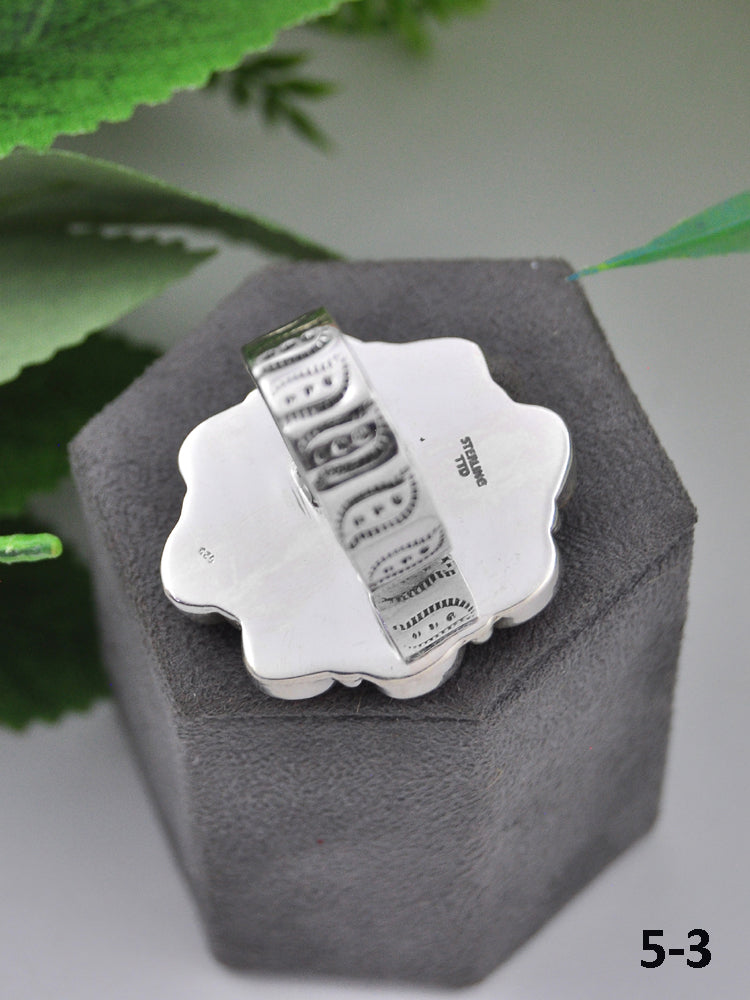 Southwest Made Multi Stone & Sterling Sliver Cluster Adjustable Ring