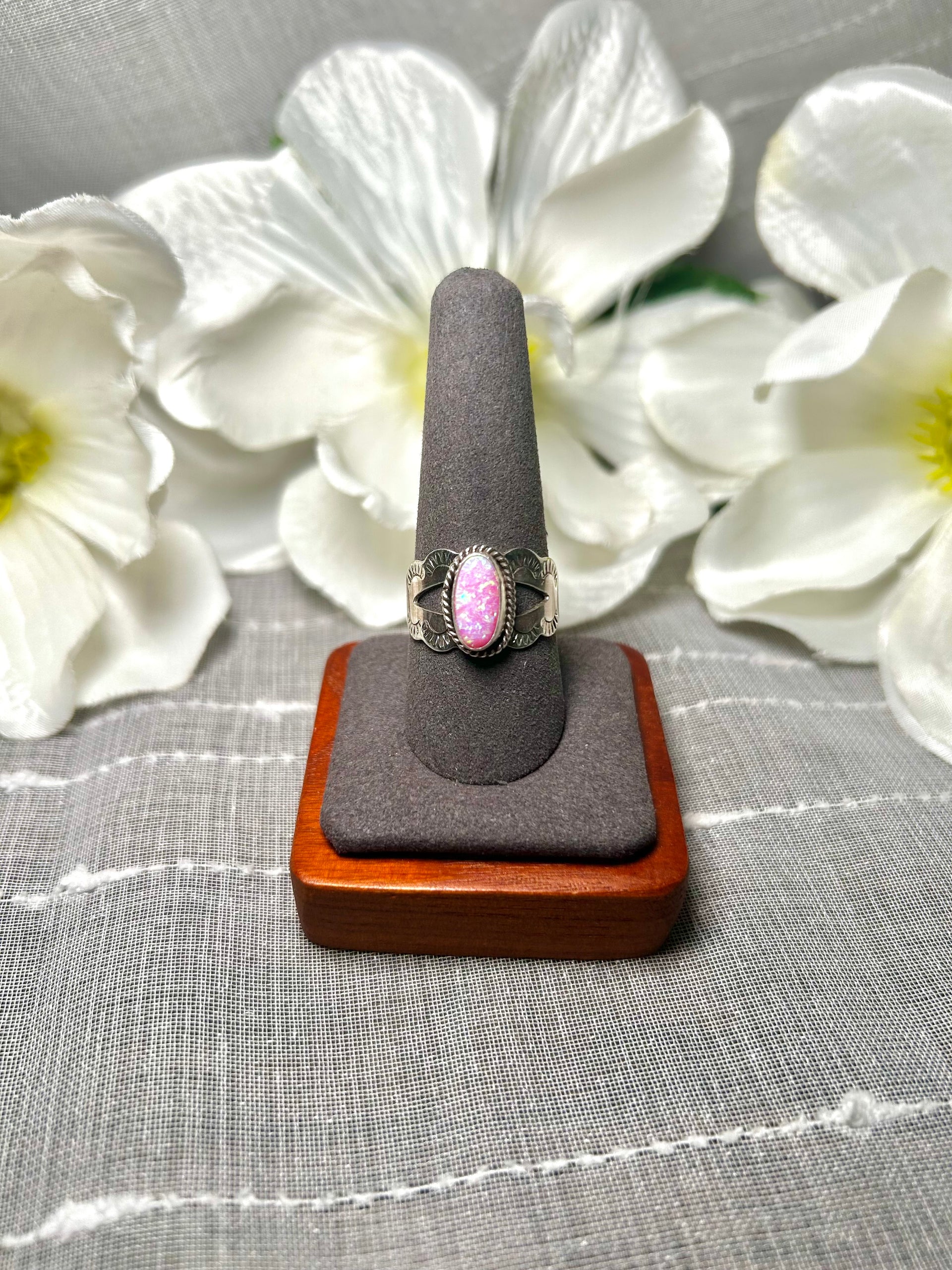 Navajo Made Opal & Sterling Silver Ring Size 10