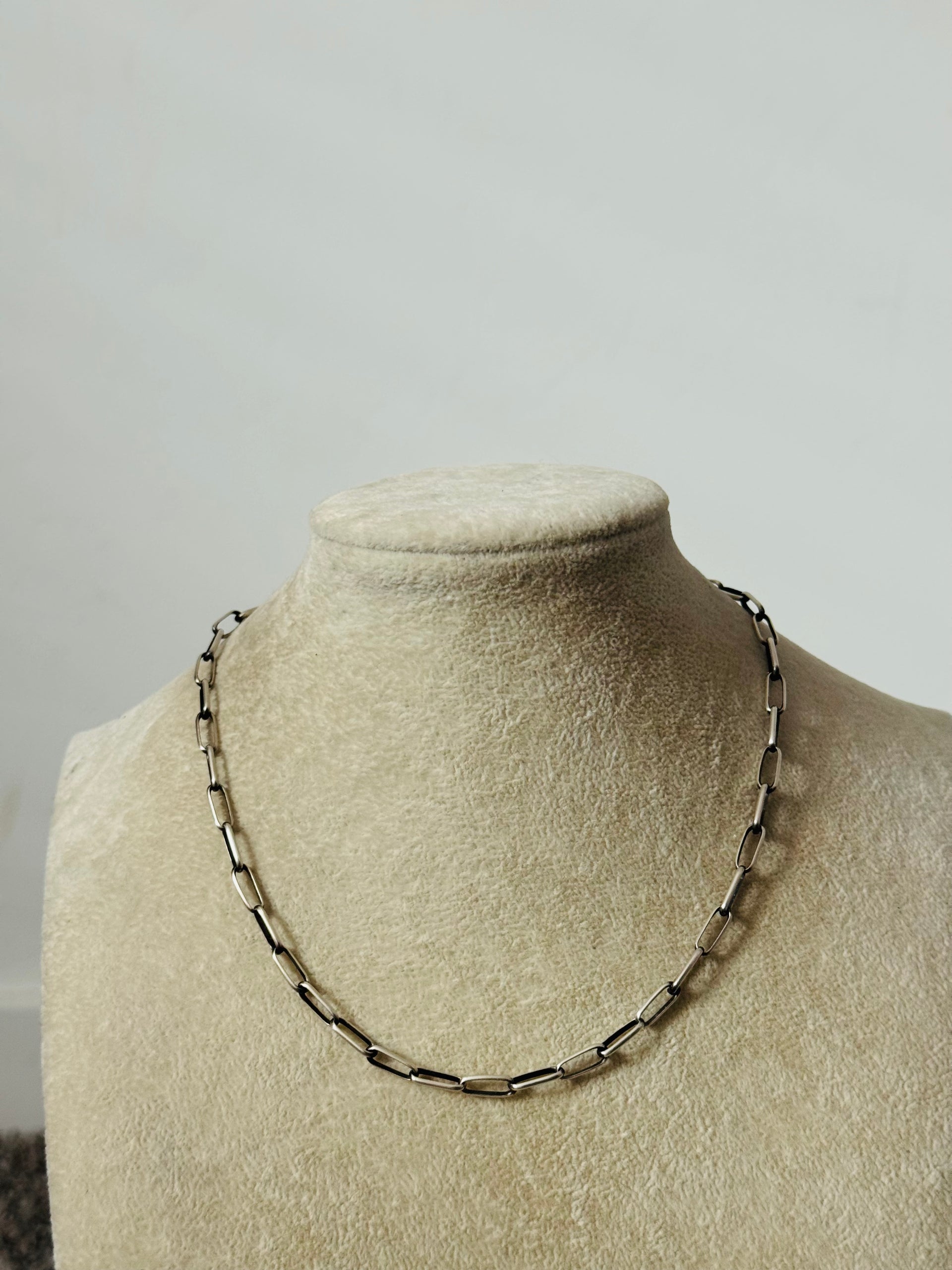 Navajo Made Sterling Silver Paperclip Chain Necklace