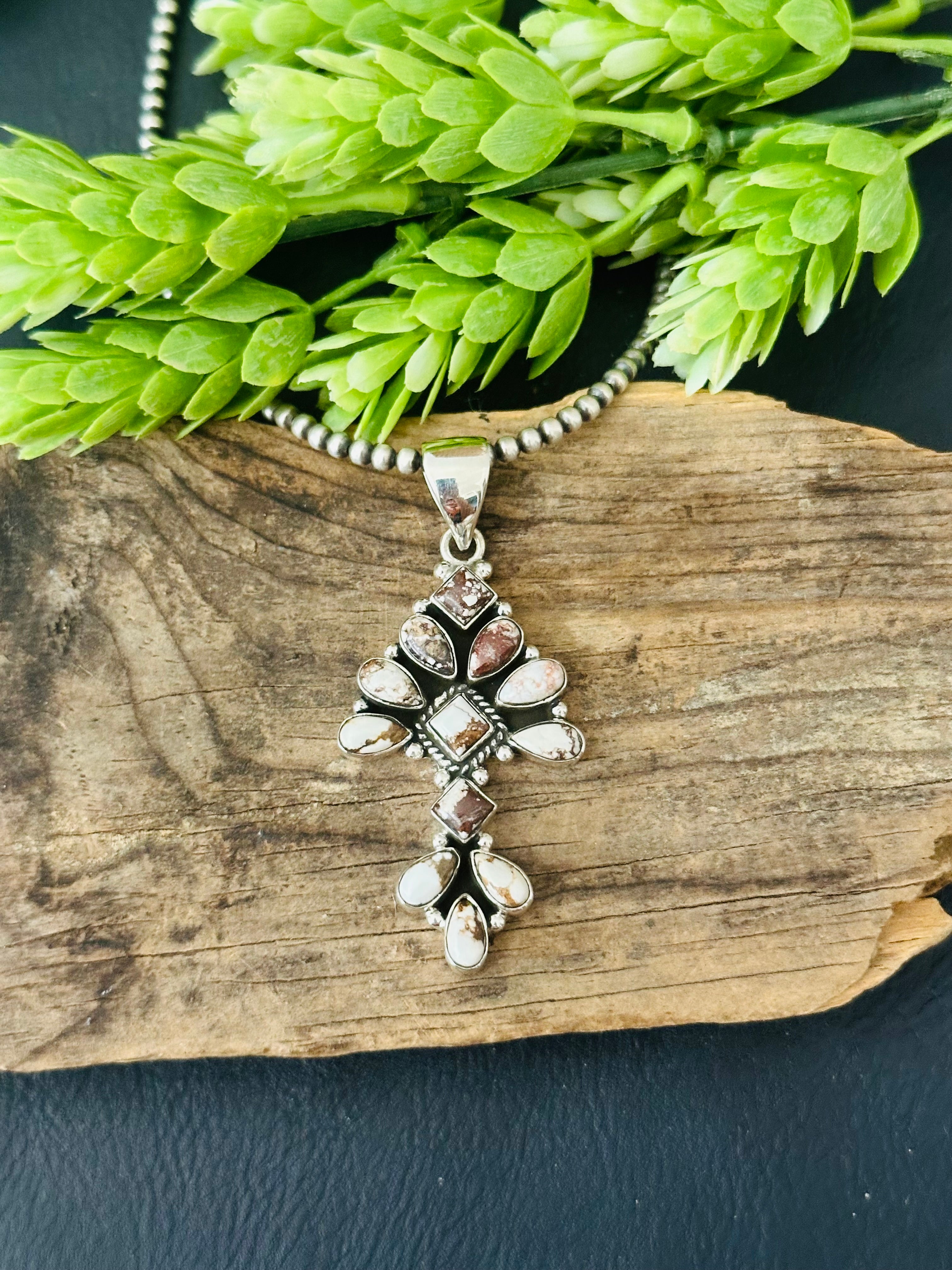 Southwest Handmade Wild Horse & Sterling Silver Cluster Pendant