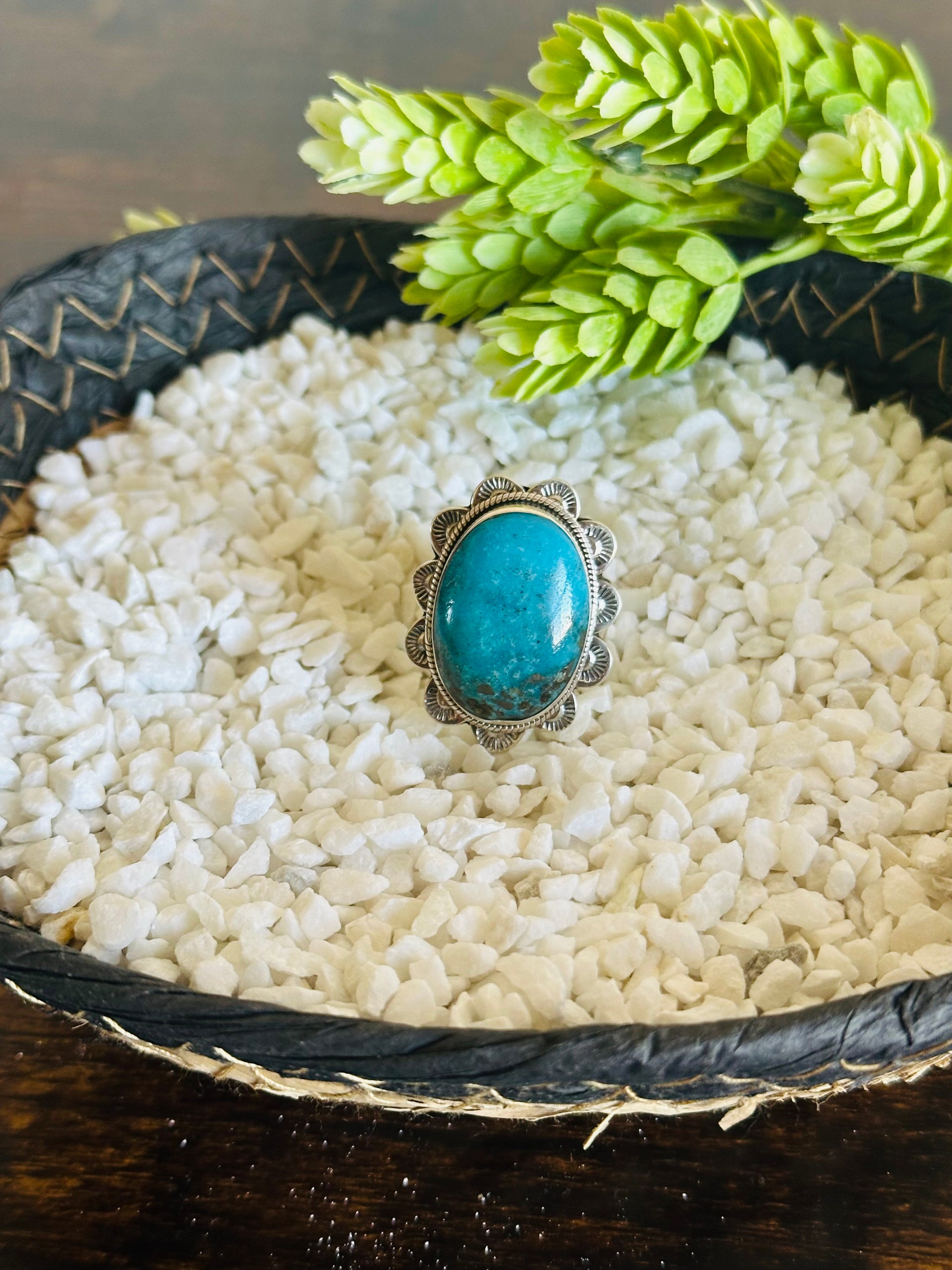 TTD Blue Ridge Turquoise & Sterling Silver Adjustable Ring
