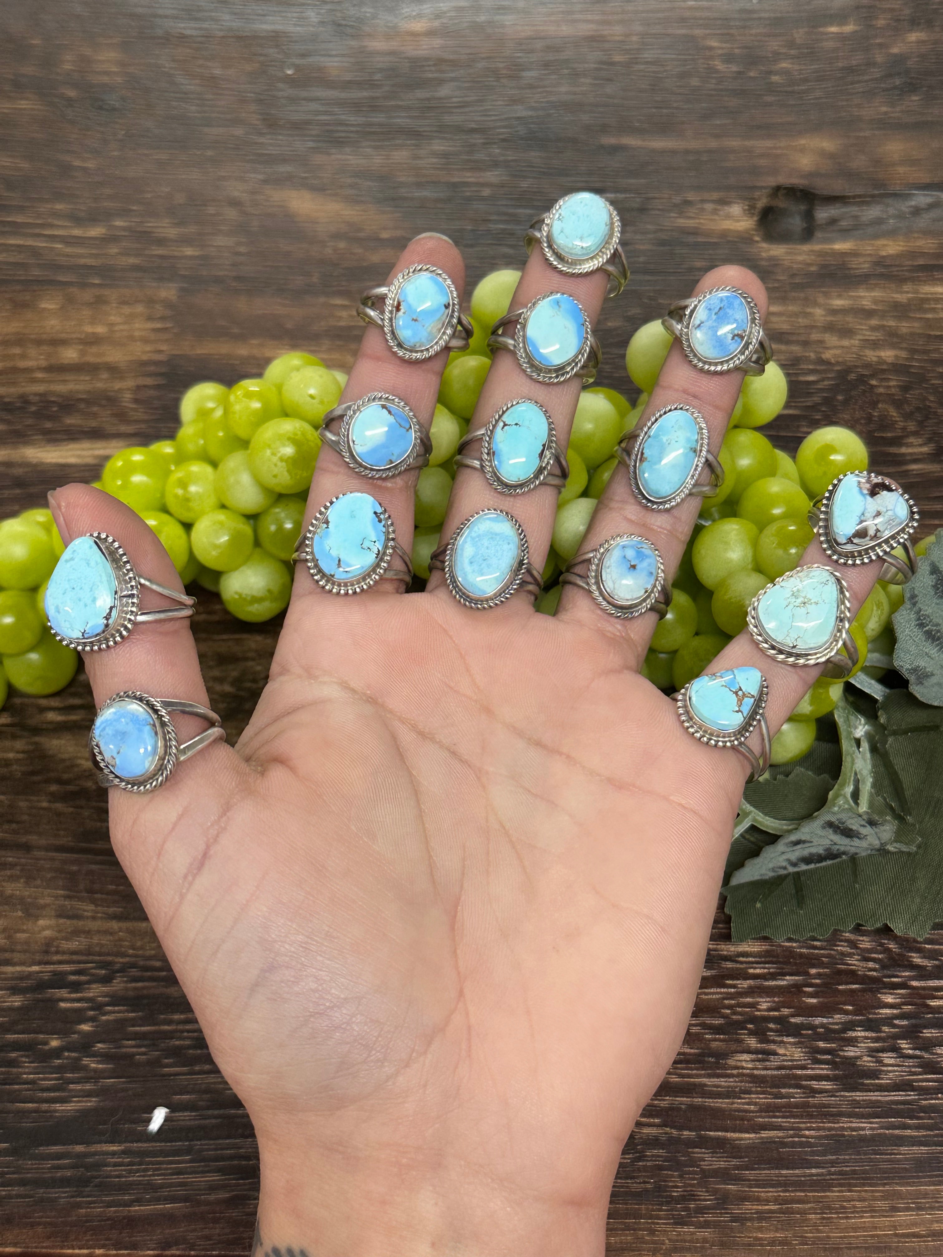 Navajo Made Golden Hills Turquoise & Sterling Silver Ring