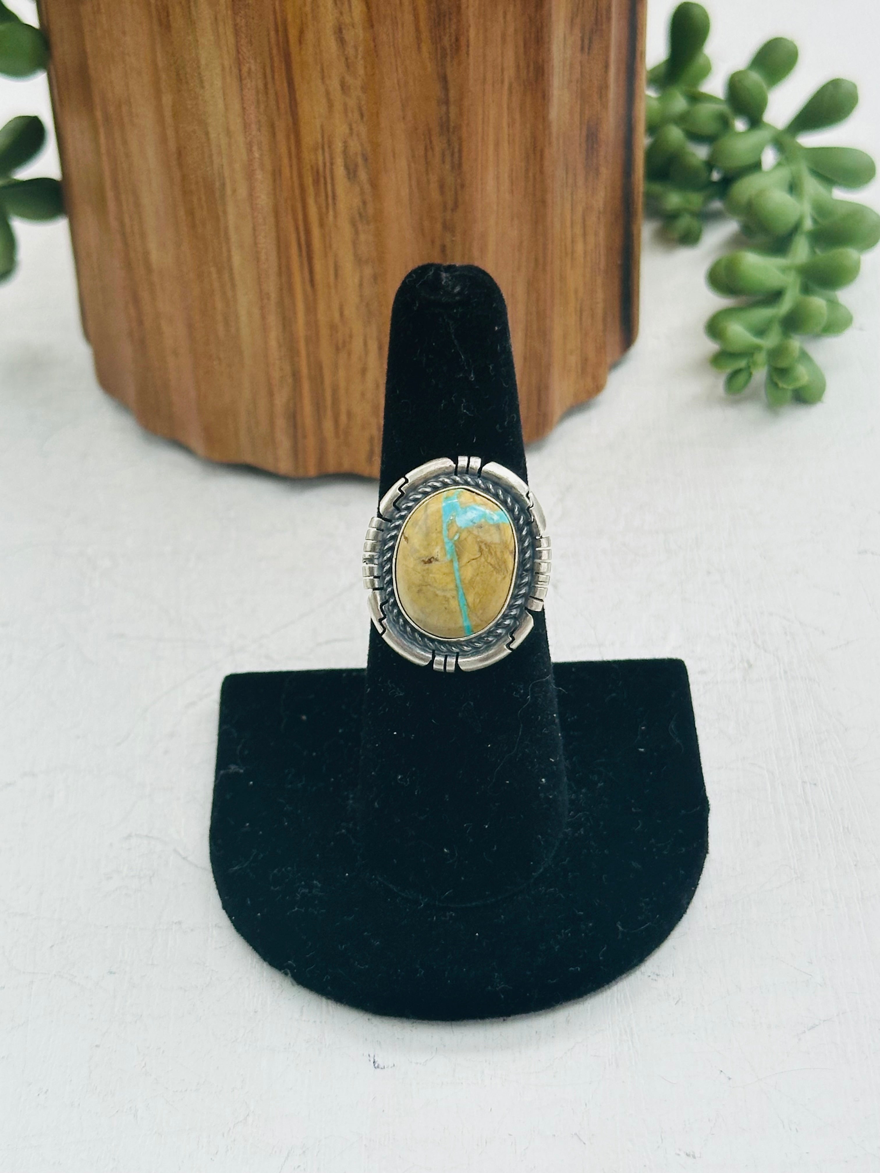 Navajo Made Boulder Turquoise & Sterling Silver Ring