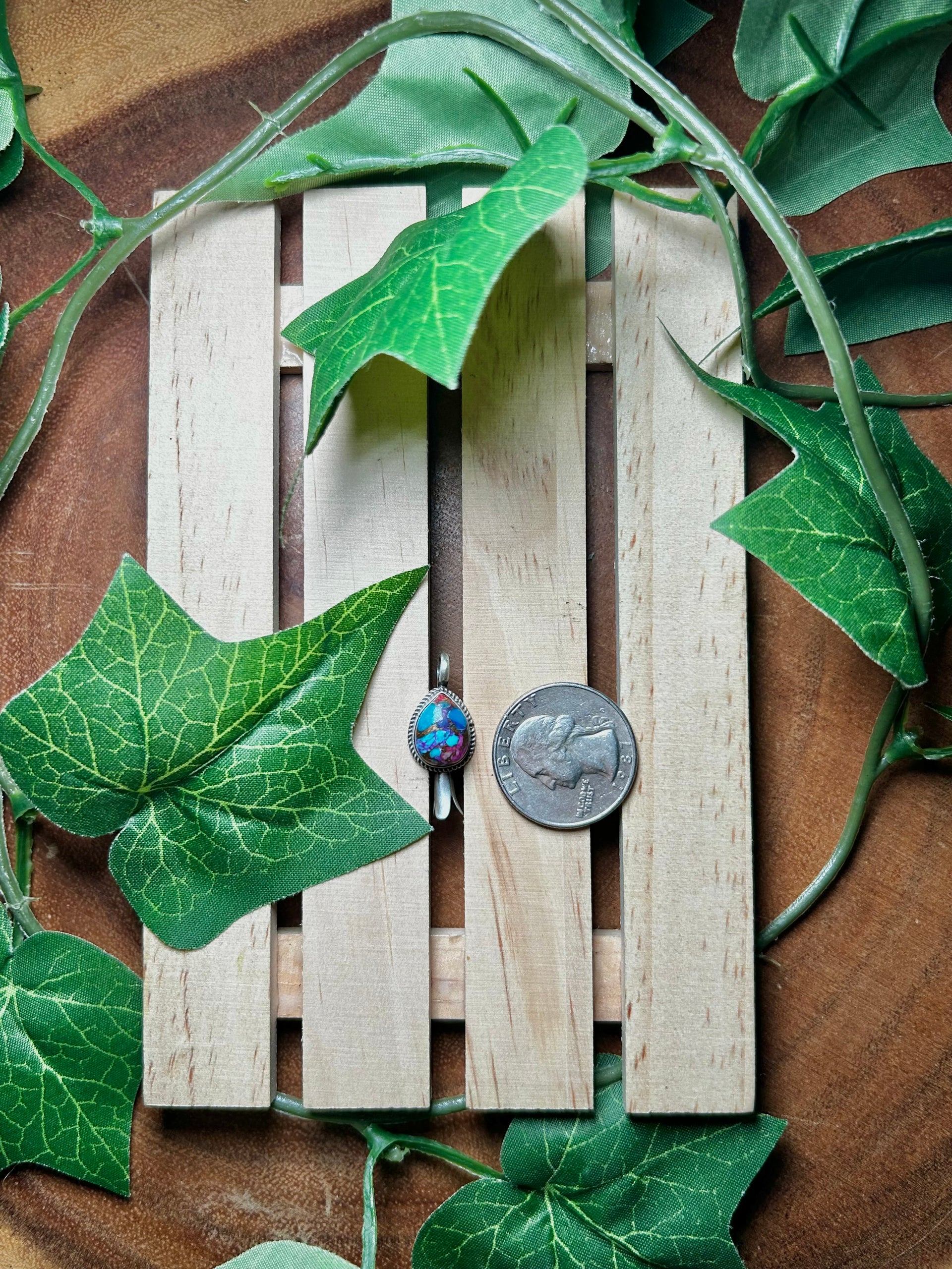 Navajo Made Mohave Turquoise Blossom & Sterling Silver Pendant