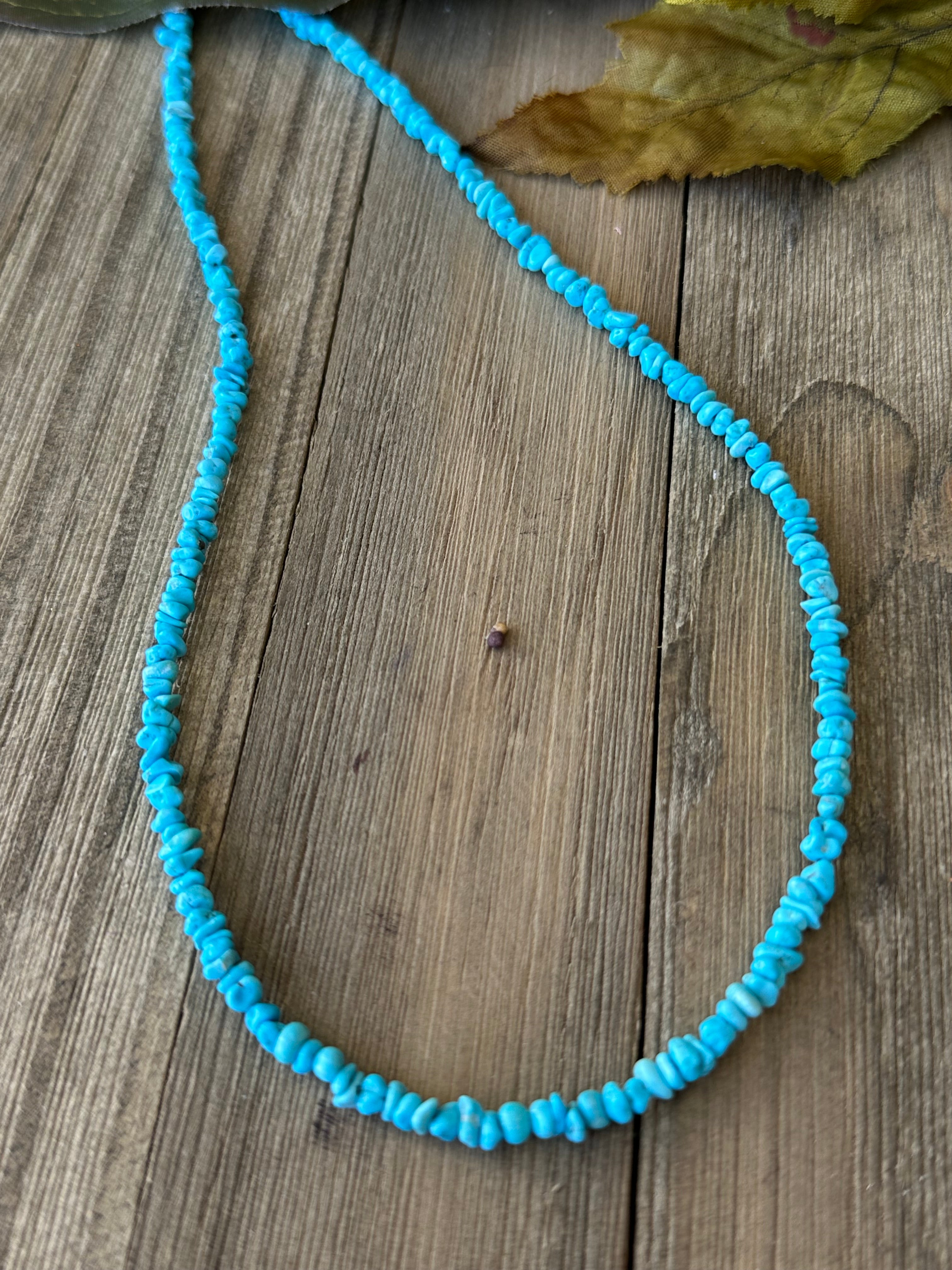 Navajo Strung Kingman Turquoise & Sterling Silver Beaded Necklace