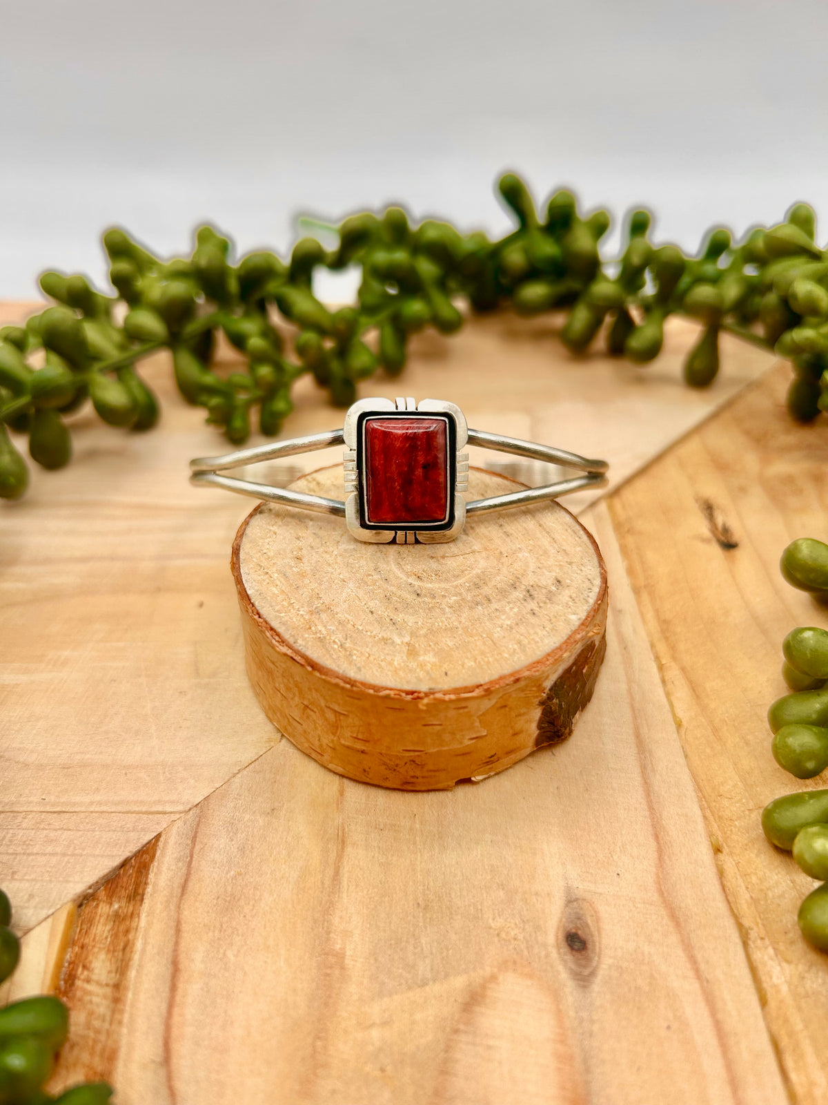 Dave Skeets Spiny Oyster & Sterling Silver Cuff Bracelet