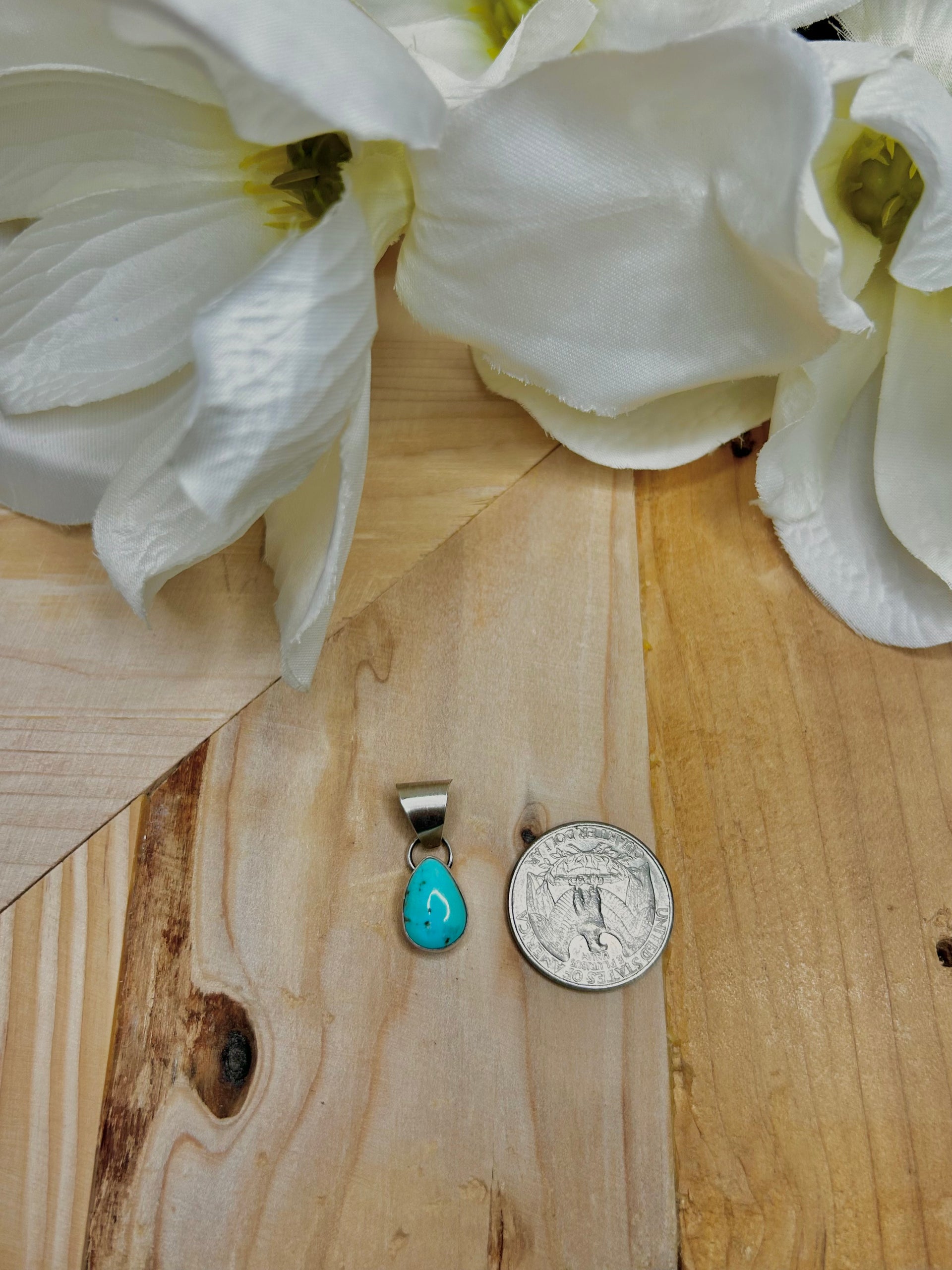 Navajo Made Kingman Turquoise & Sterling Silver Pendant