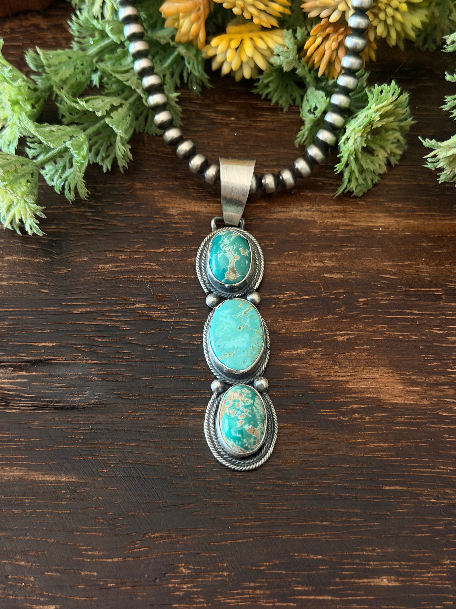 Bobby Johnson Mixed Turquoise & Sterling Silver Pendant