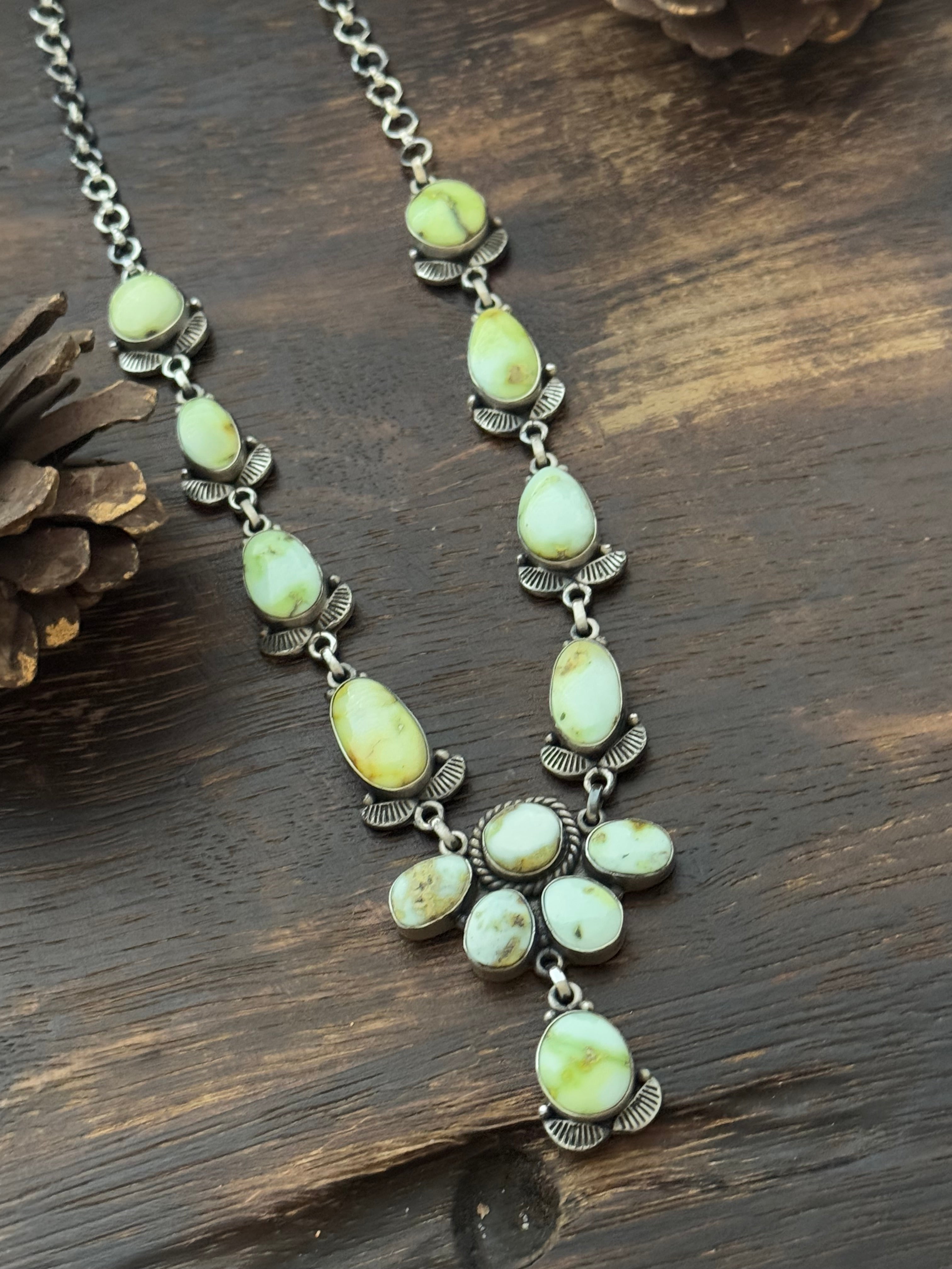 TTD Palomino Variscite & Sterling Silver Lariat Necklace