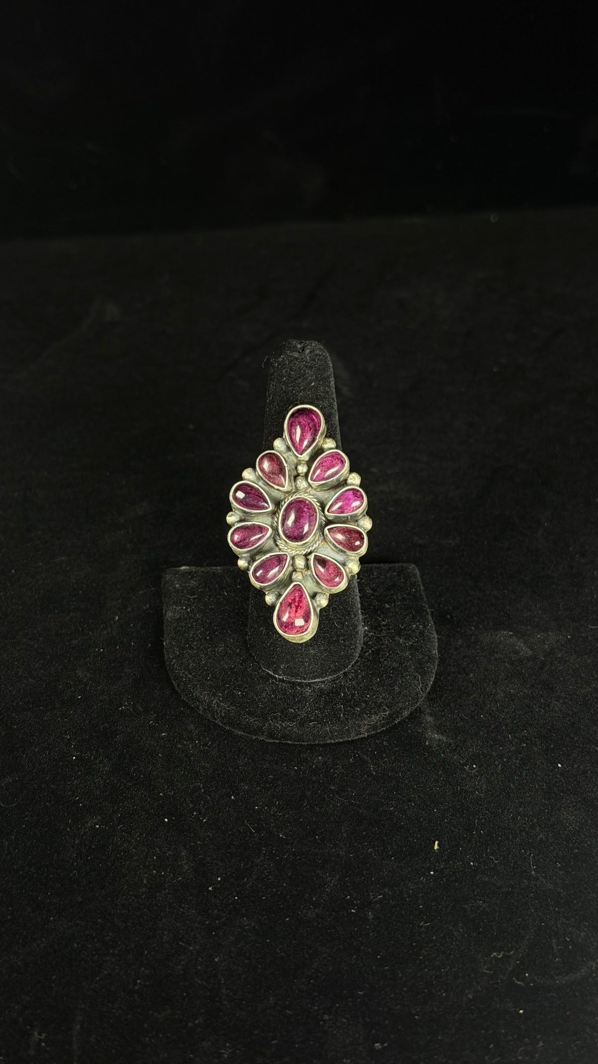 Sheila Becenti Purple Spiny Oyster & Sterling Silver Adjustable Cluster Ring