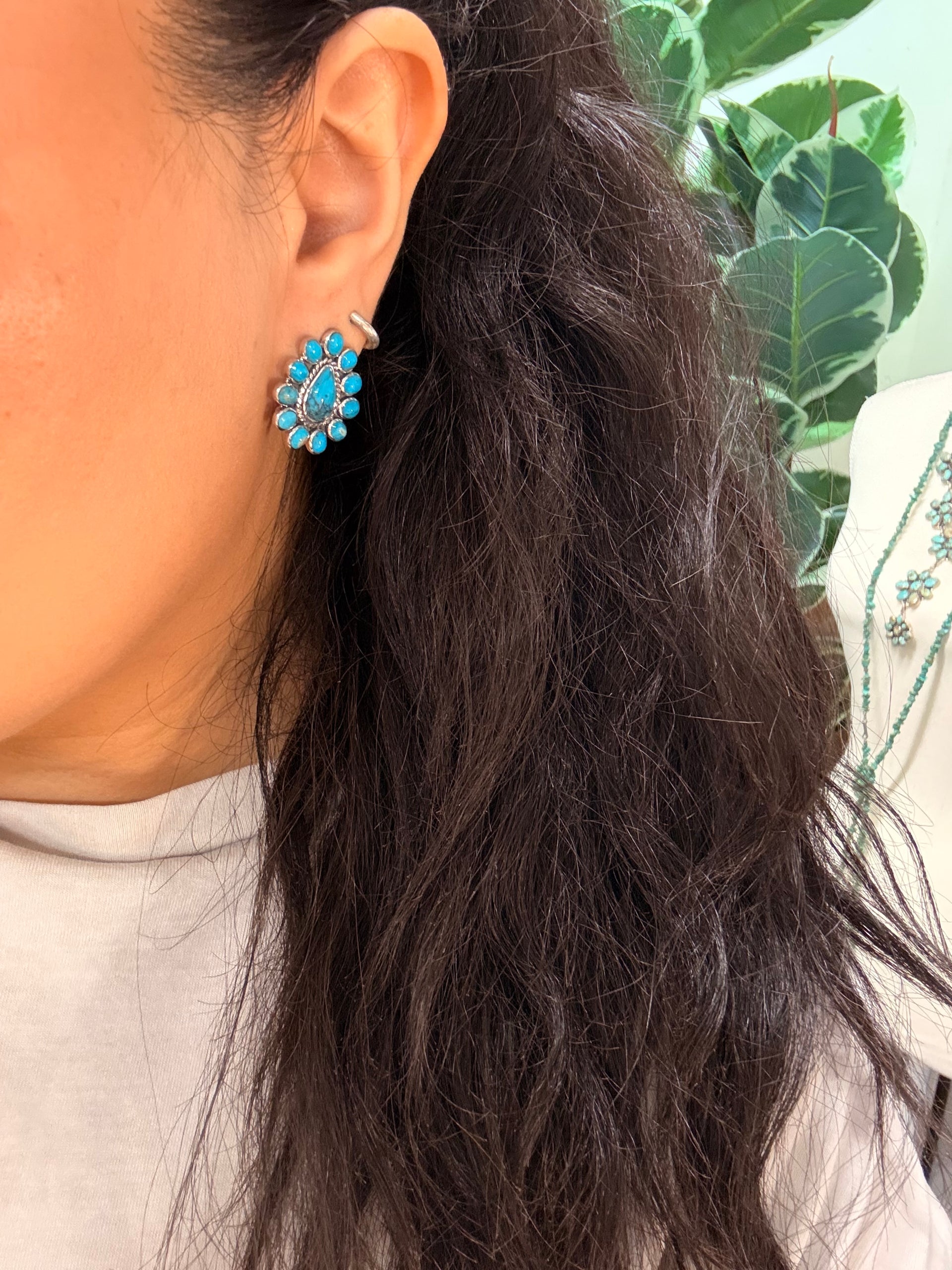 Southwest Handmade Egyptian Turquoise & Sterling Silver Post Earrings