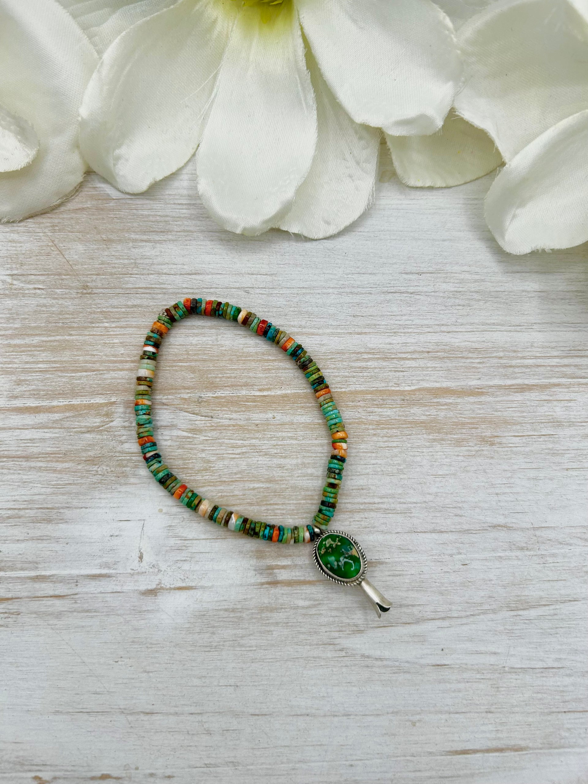 George Rios Multi Stone & Sterling Silver Stretchy Bracelet