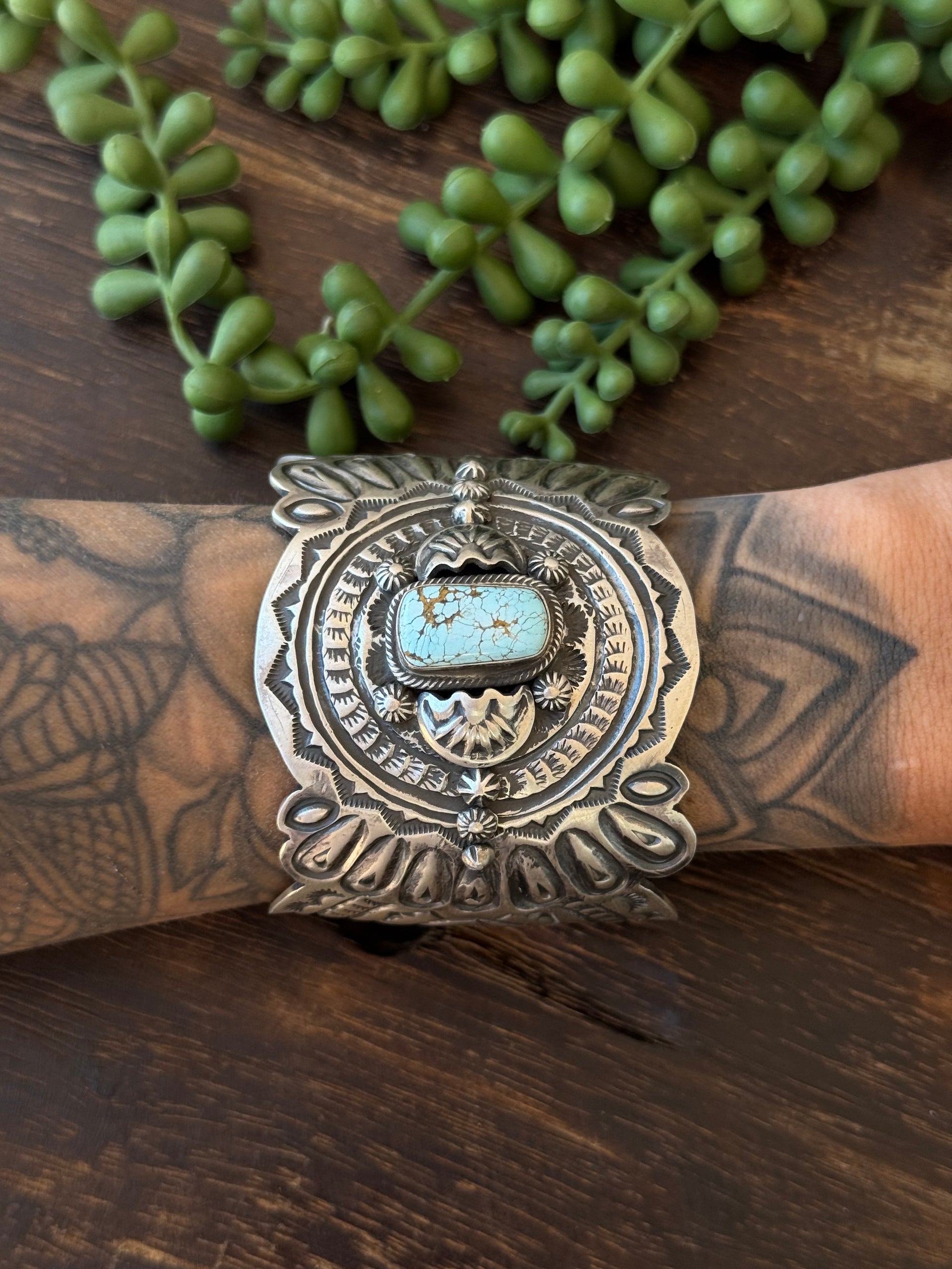 Gilbert Tom #8 Turquoise & Sterling Silver Cuff Bracelet