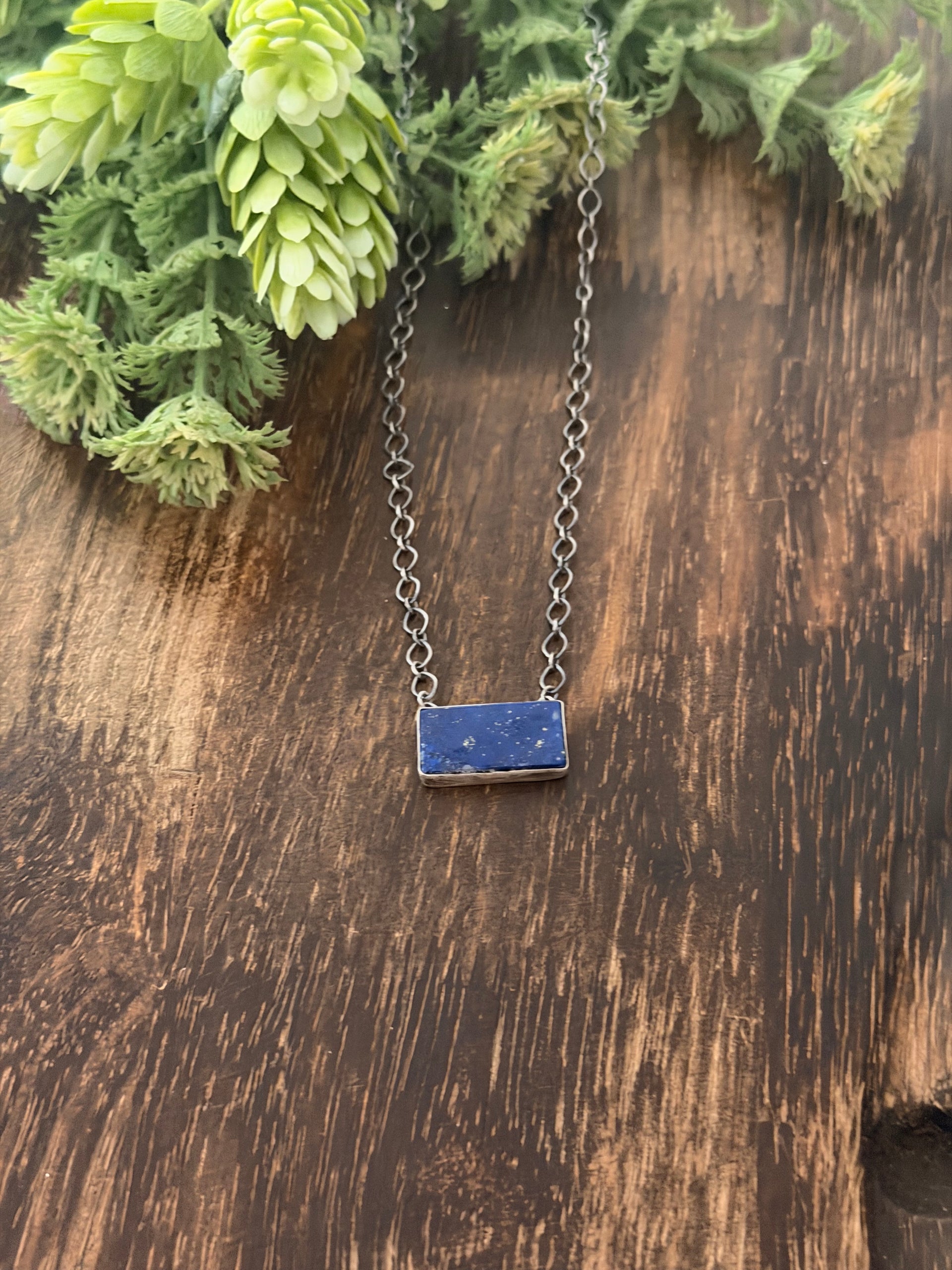 Navajo Made Lapis & Sterling Silver Necklace