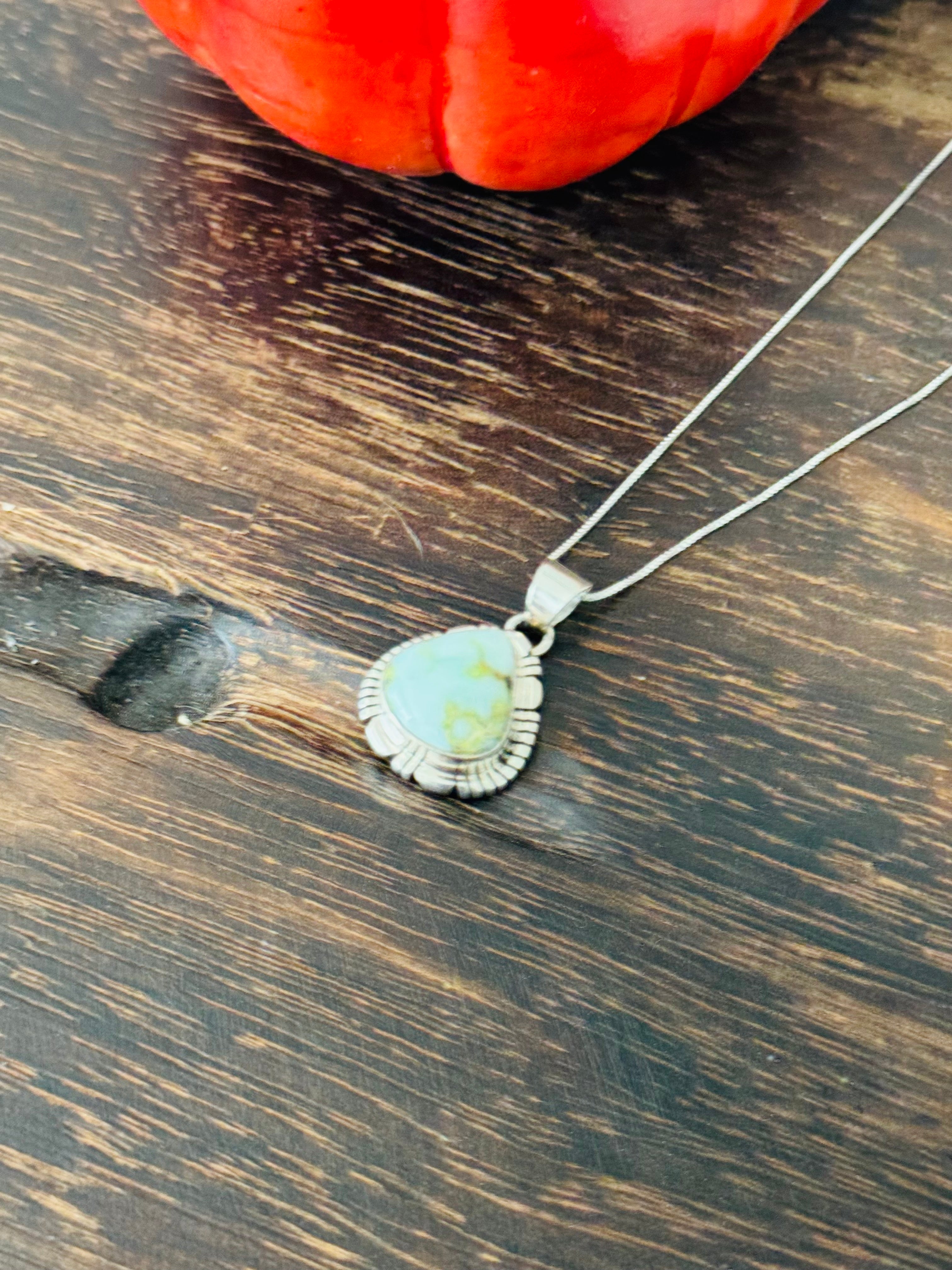 Navajo Made Palomino Variscite & Sterling Silver Necklace