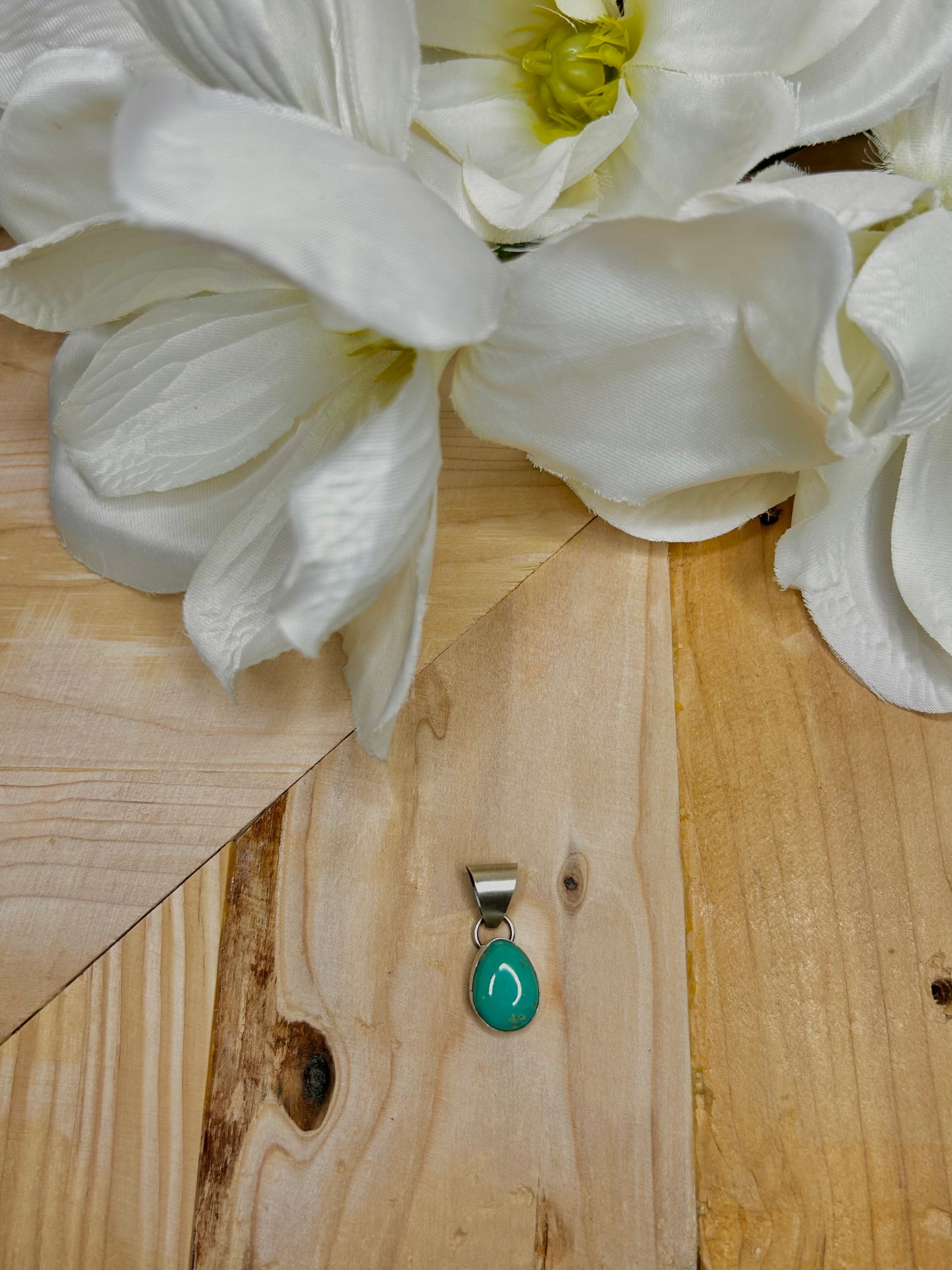 Navajo Made Kingman Turquoise & Sterling Silver Pendant