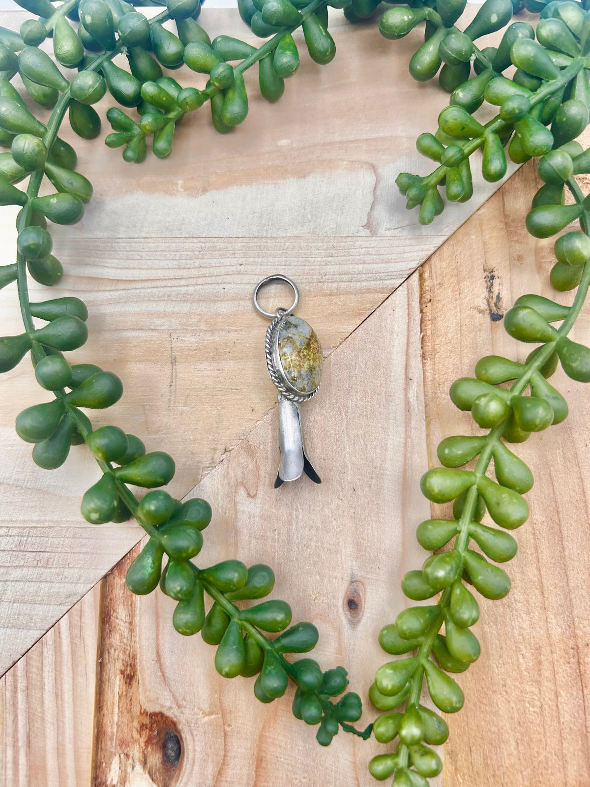 Navajo Made Palomino Variscite  & Sterling Silver Pendant