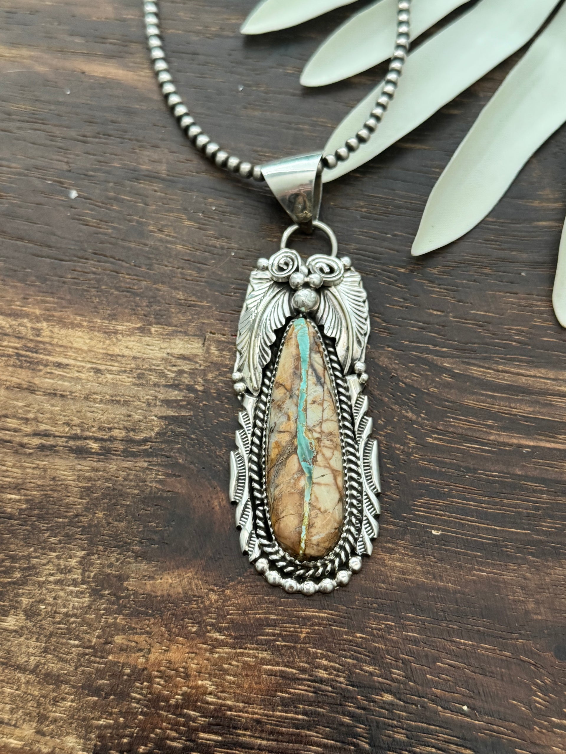 Mike Thomas Boulder Turquoise & Sterling Silver Pendant