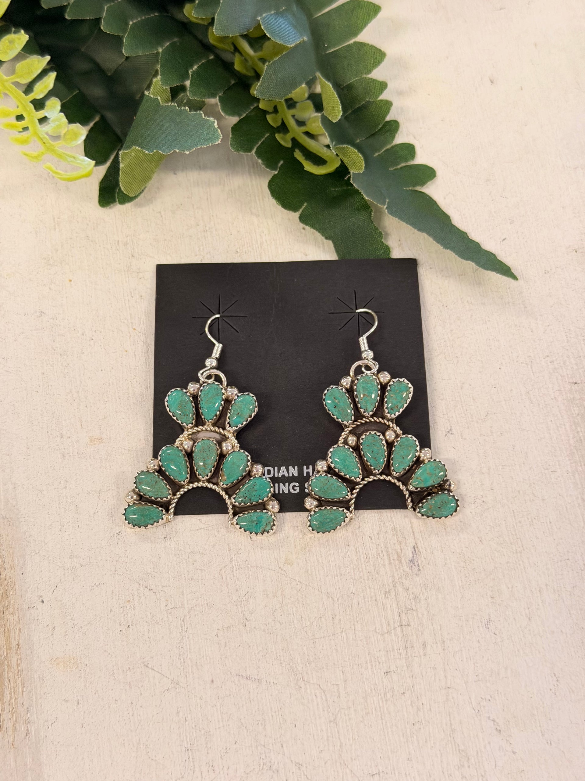Rodney Notah Kingman Turquoise & Sterling Silver Dangle Petite Earrings