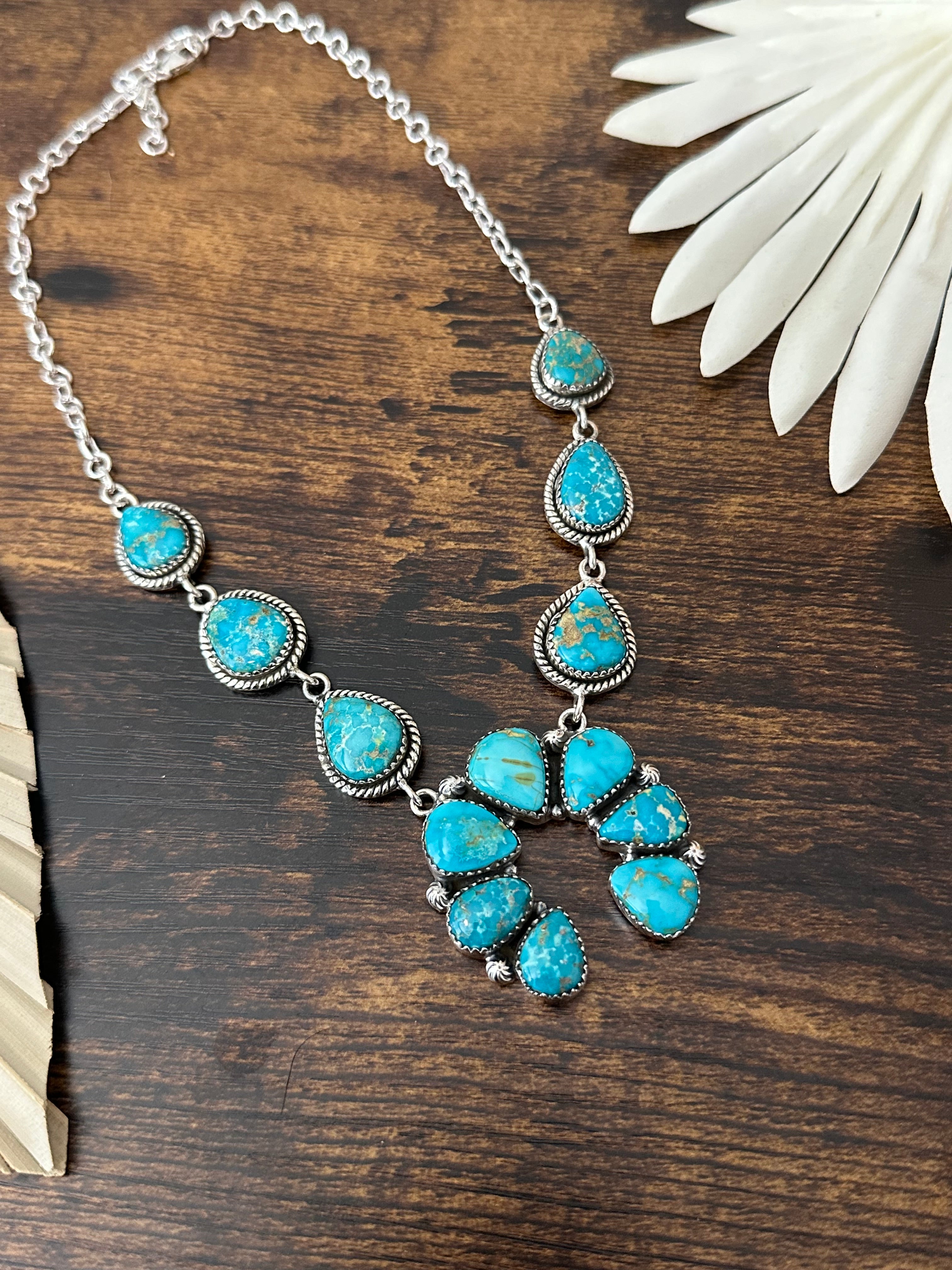 TTD “Katie” Sonoran Mountain Turquoise & Sterling Silver Cluster Naja Necklace