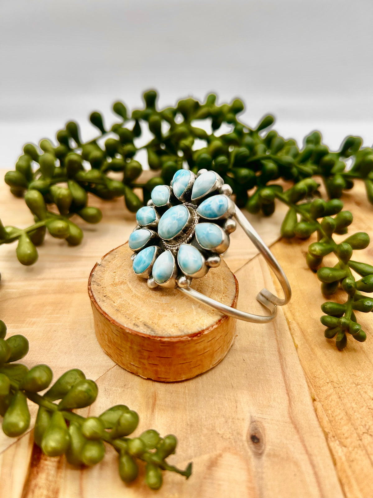 Bobby Johnson Larimar & Sterling Silver Cuff Bracelet