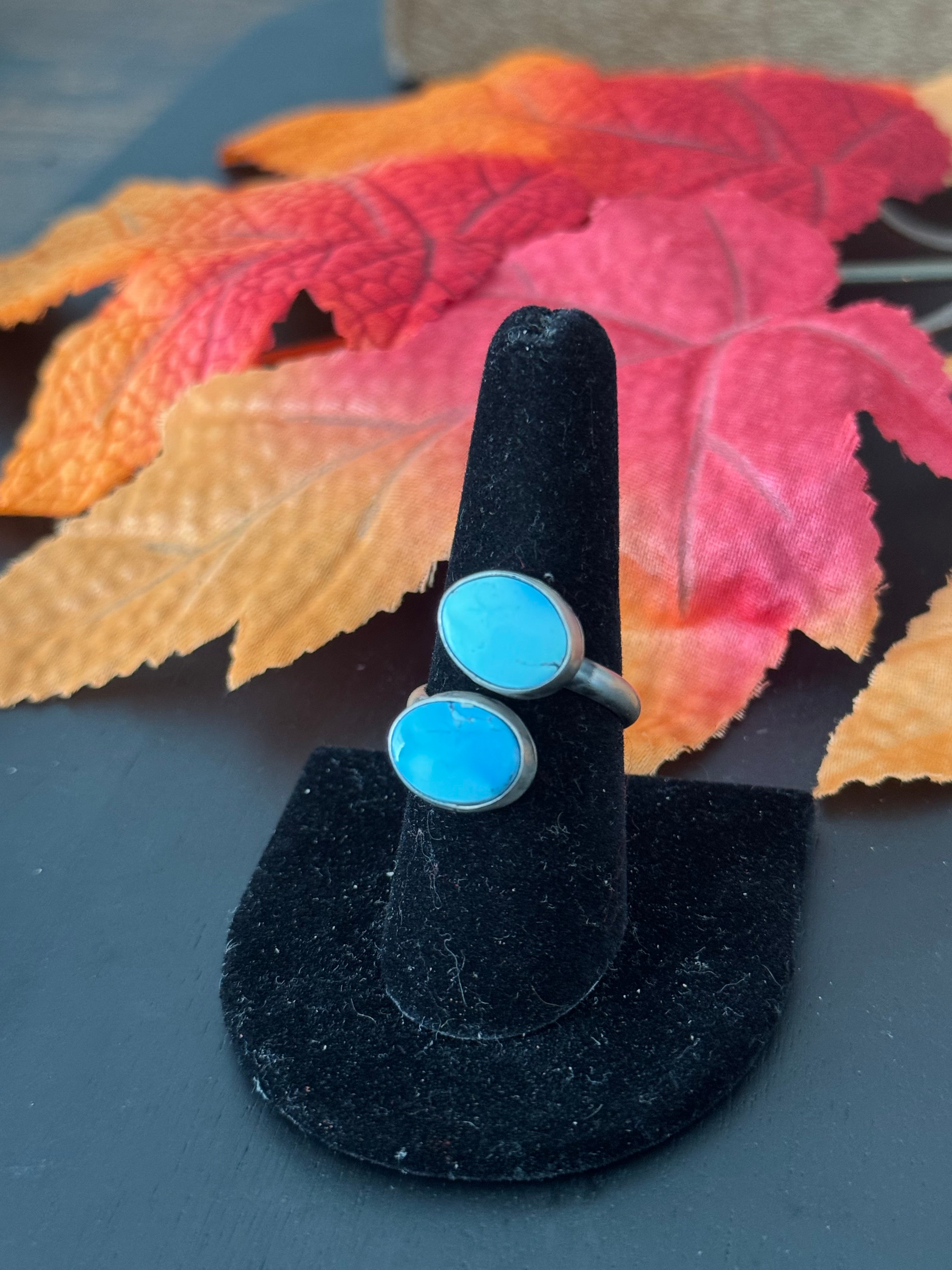 Ester Sam Golden Hills Turquoise & Sterling Silver Adjustable Ring