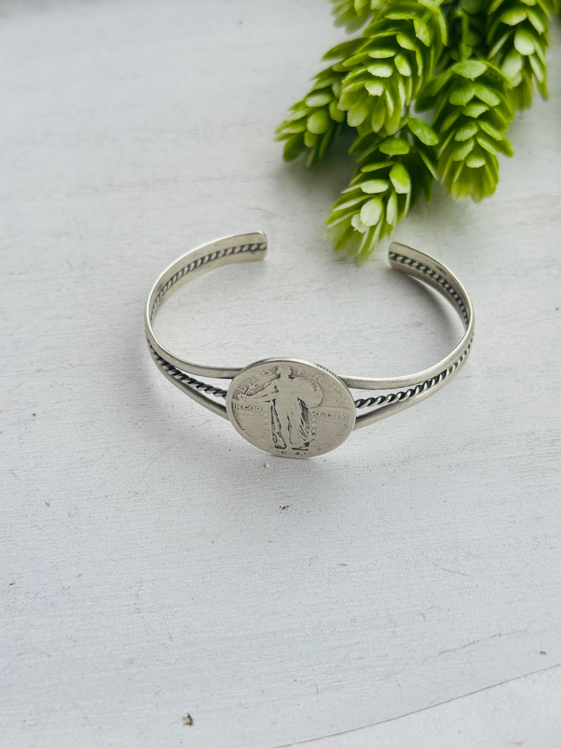 Navajo Made Sterling Silver Liberty Cuff Bracelet