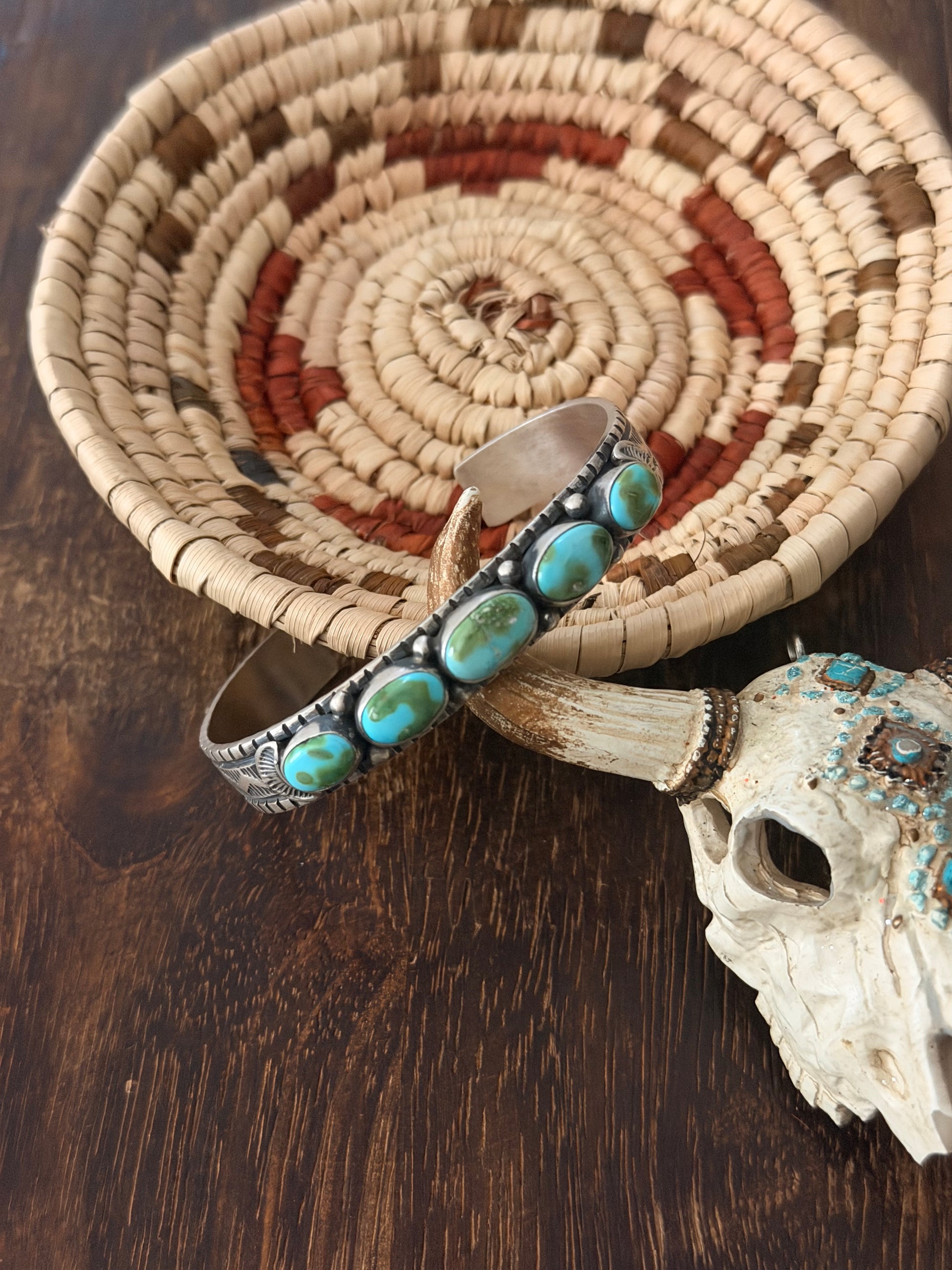 Francis Yazzie Sonoran Mountain Turquoise and Sterling Silver Cuff Bracelet