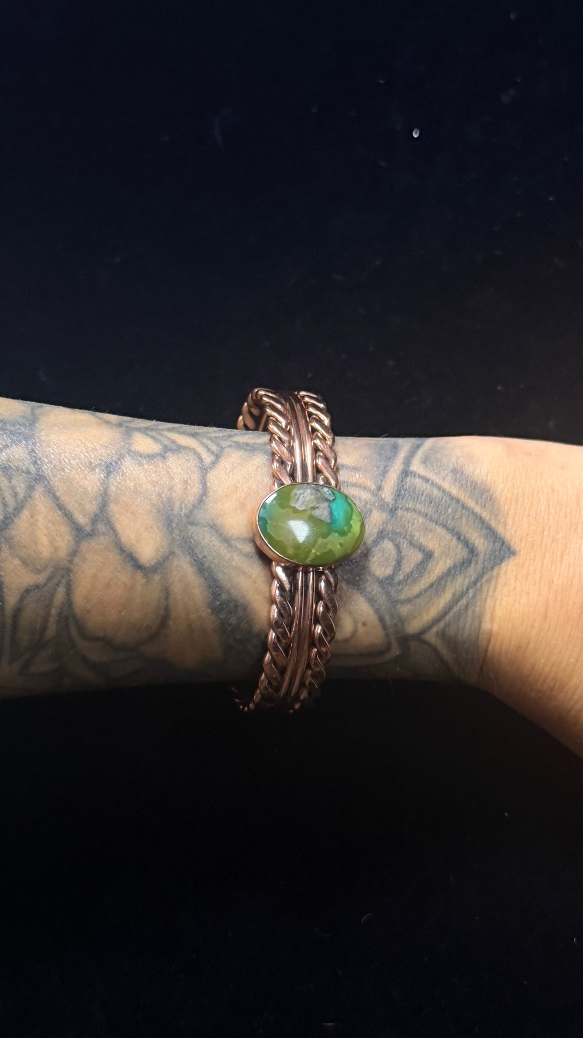 Navajo Made Kingman Turquoise & Copper Cuff Bracelet