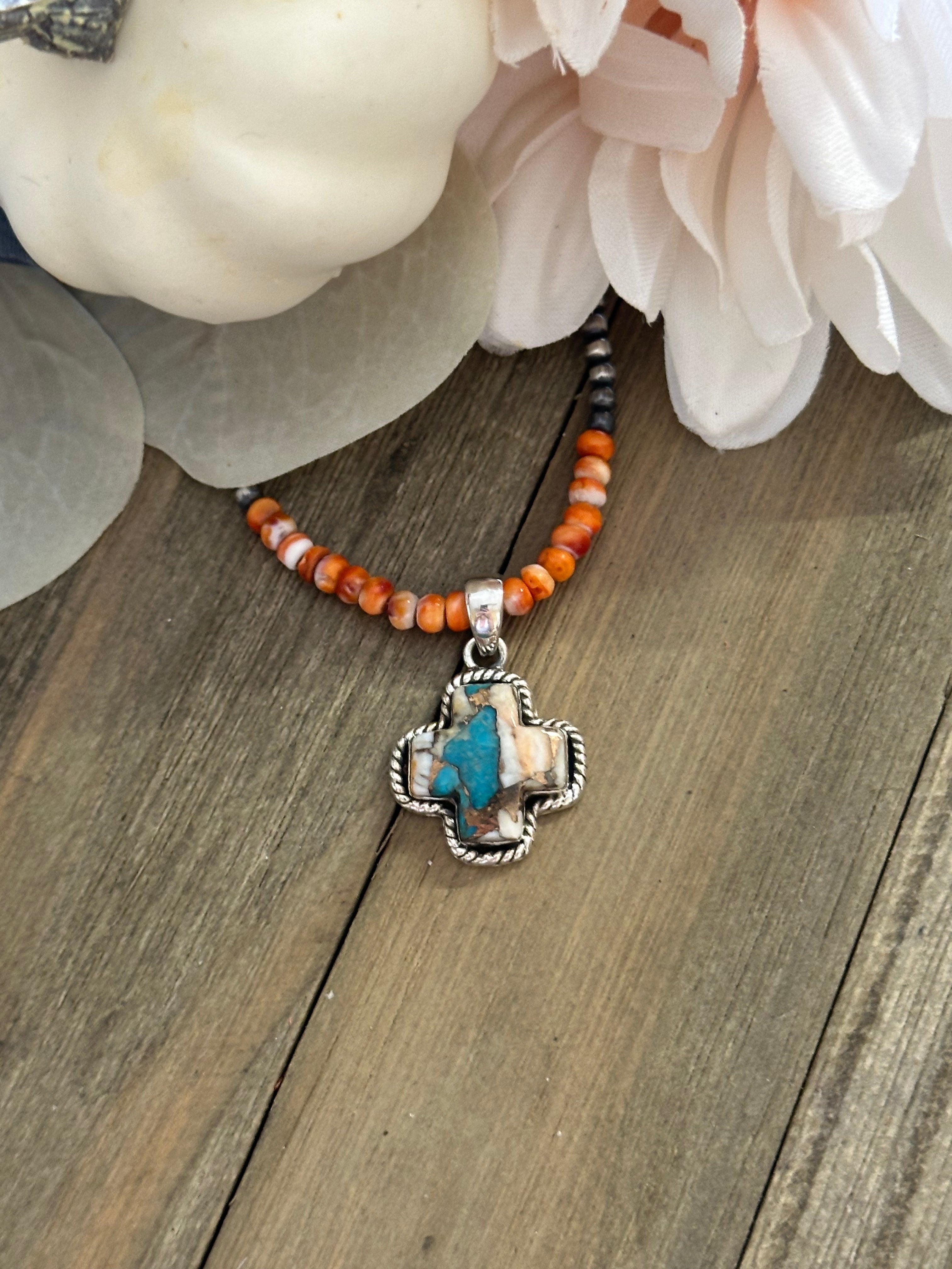 Southwest Handmade Mohave Turquoise & Sterling Silver Pendant