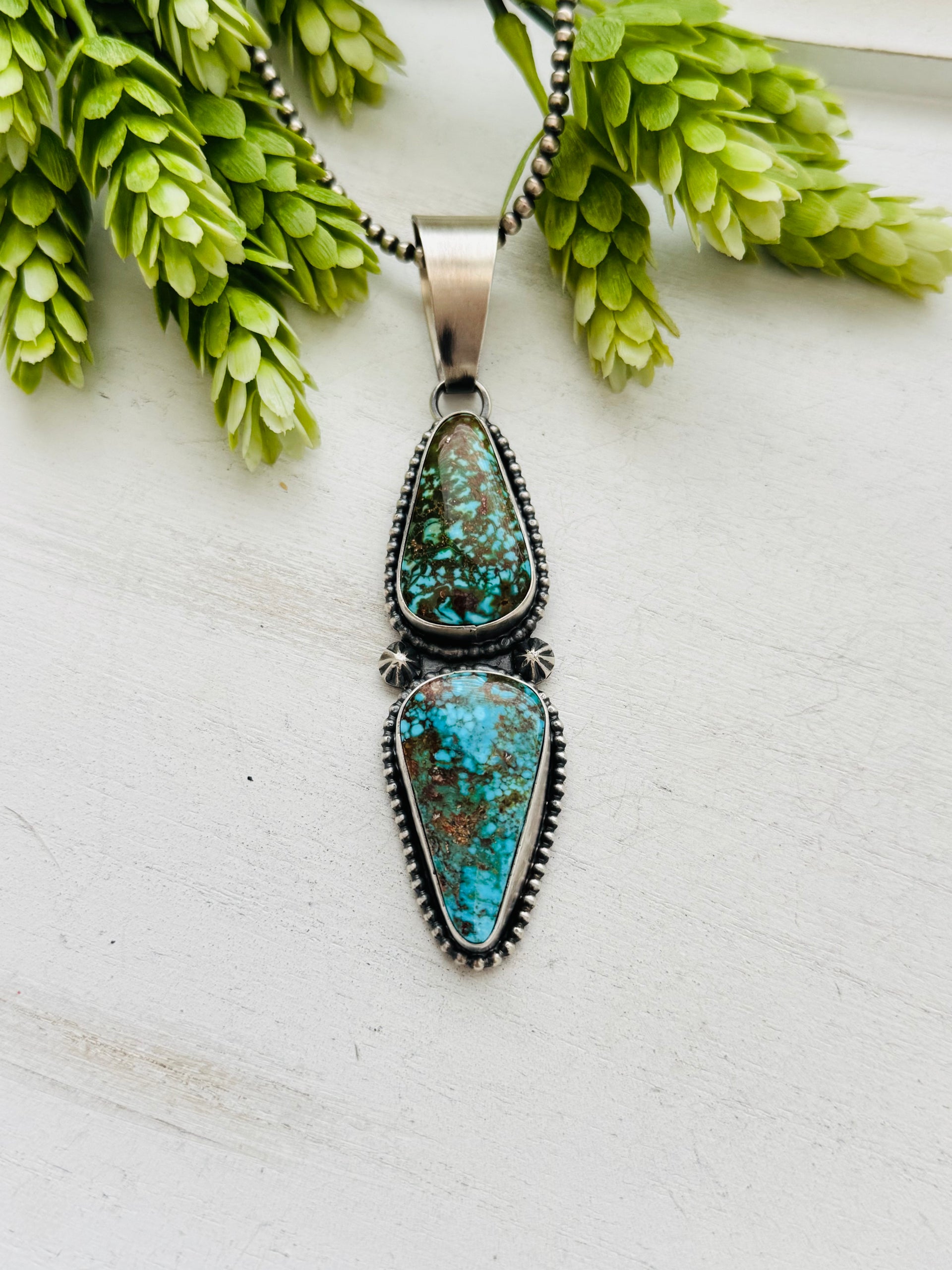 Randy Billy High Grade Birdseye Kingman Turquoise & Sterling Silver Pendant