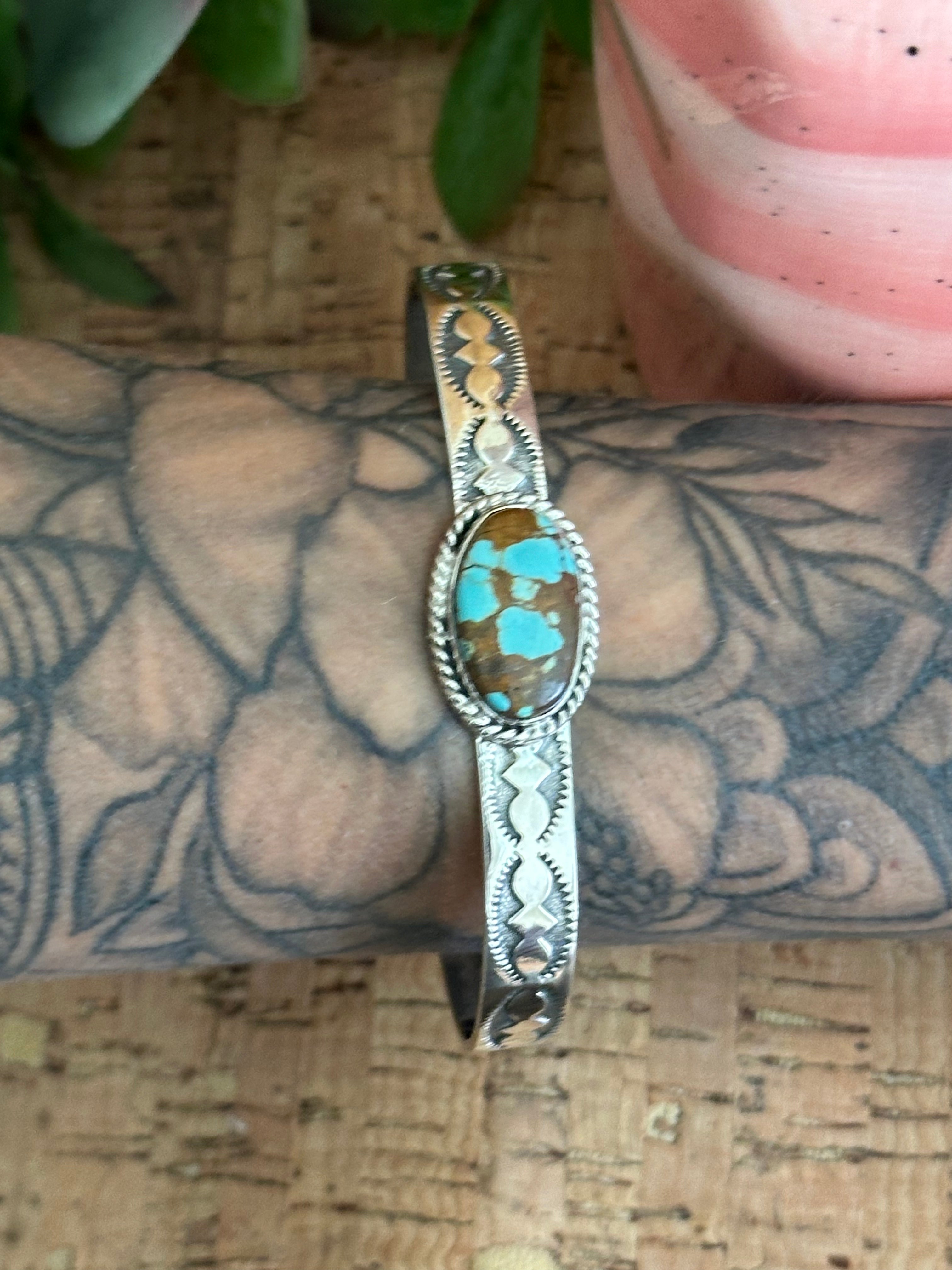 Southwest Made #8 Turquoise & Sterling Silver Cuff Bracelet