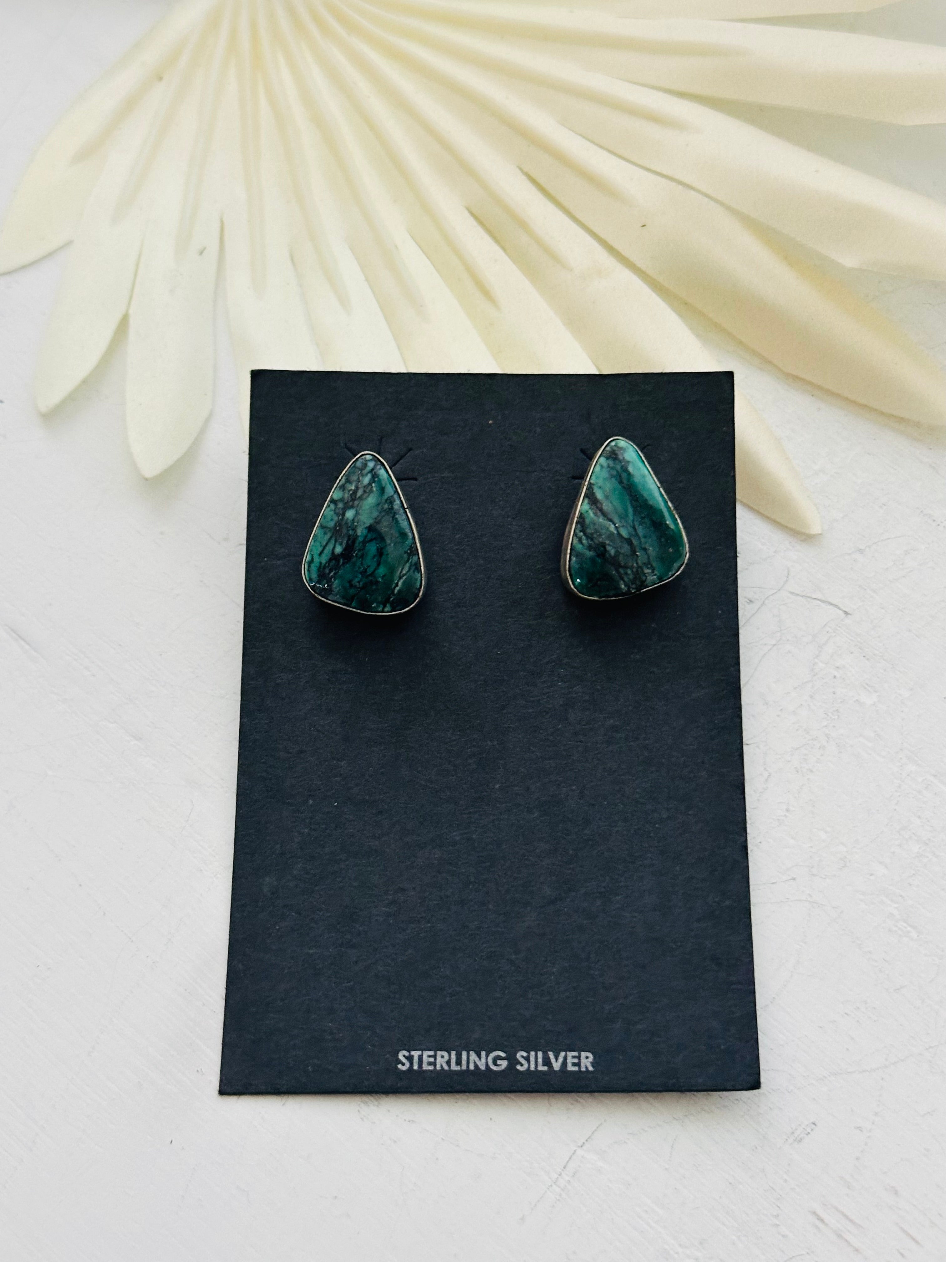 Alfred Martinez New Lander Turquoise & Sterling Silver Post Earrings