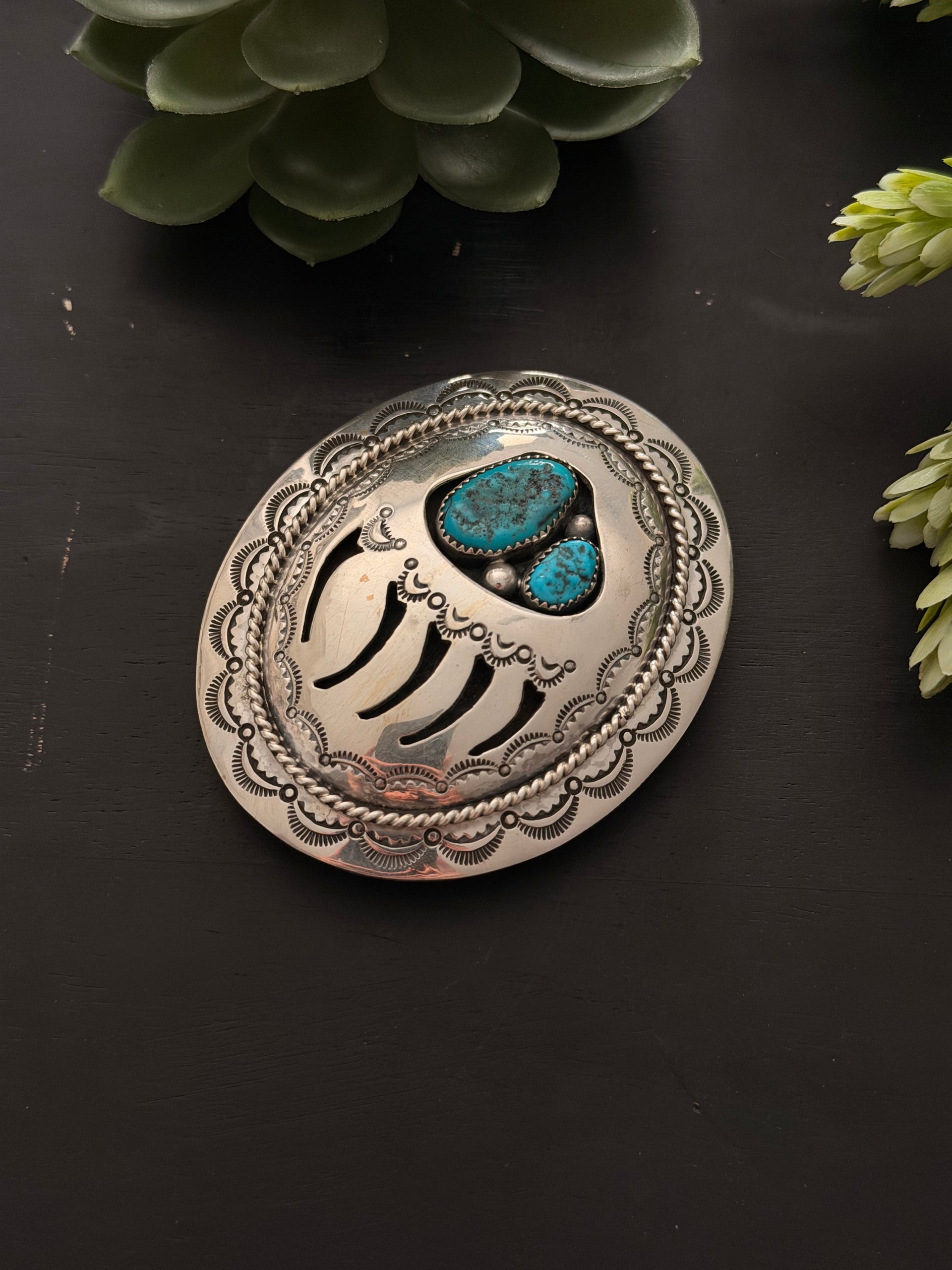 Wilbert Muskett Kingman Turquoise & Sterling Silver Belt Buckle
