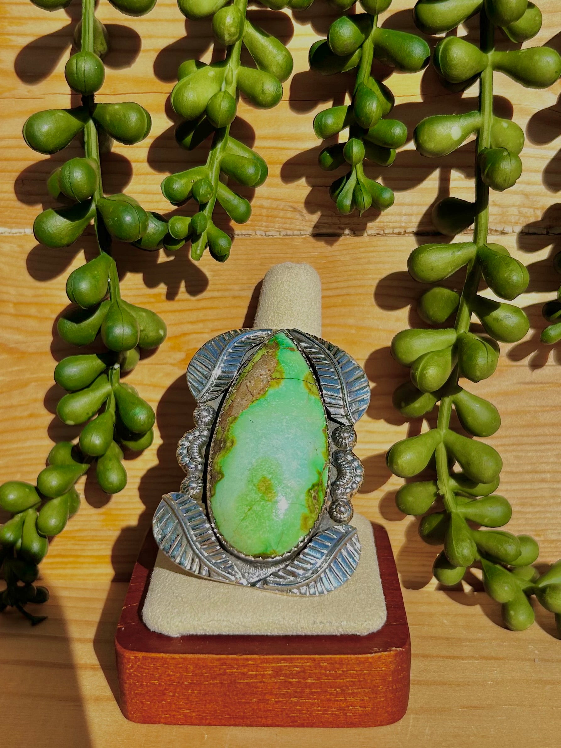 Southwest Sonoran Mountain Turquoise & Sterling Silver Ring Size 10