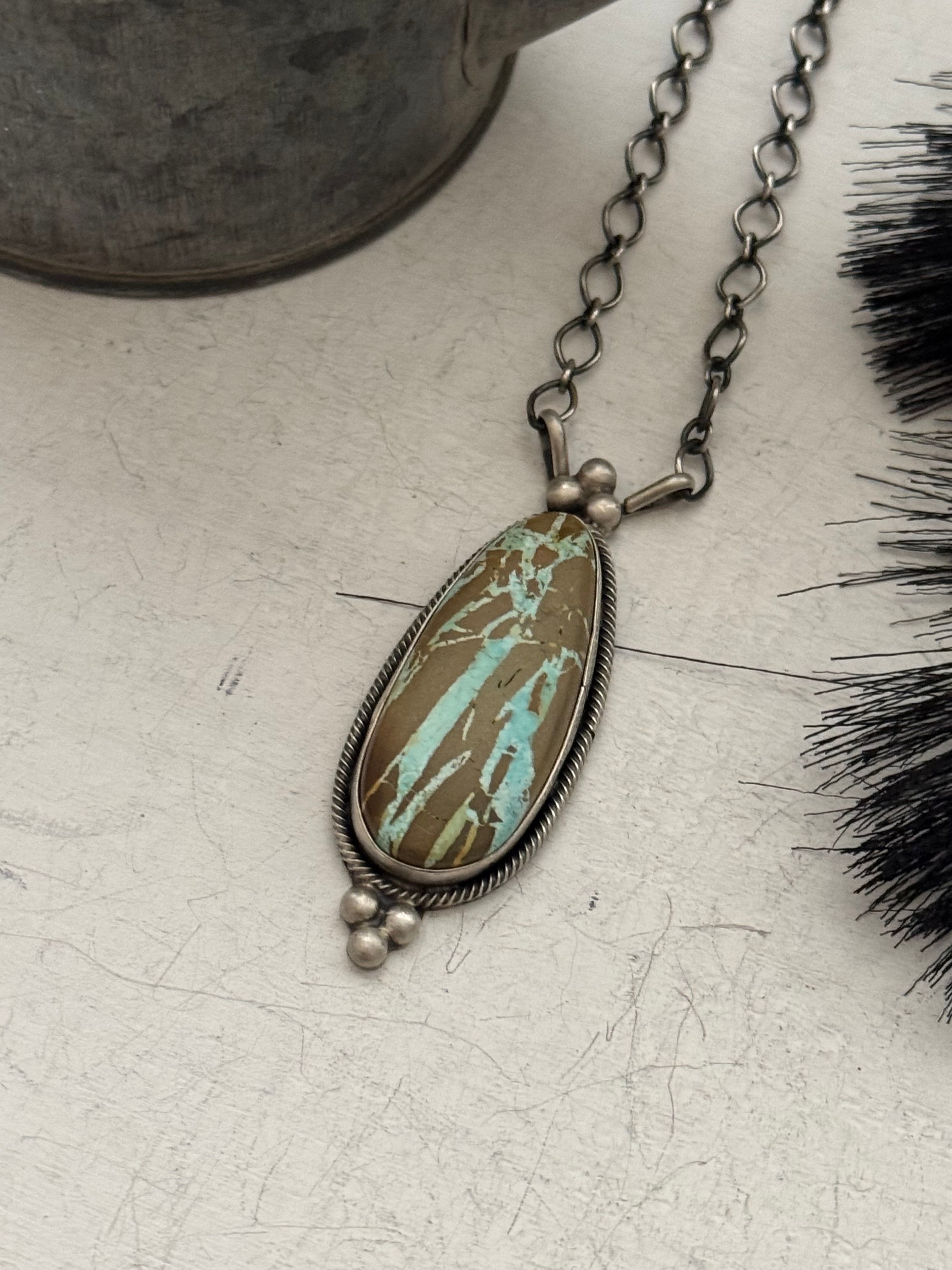 Navajo Made Royston Turquoise & Sterling Silver Necklace