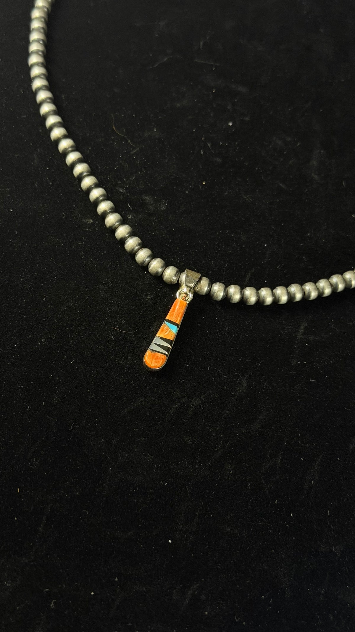 Priscilla Smith Multi Stone & Sterling Silver Inlay Pendant