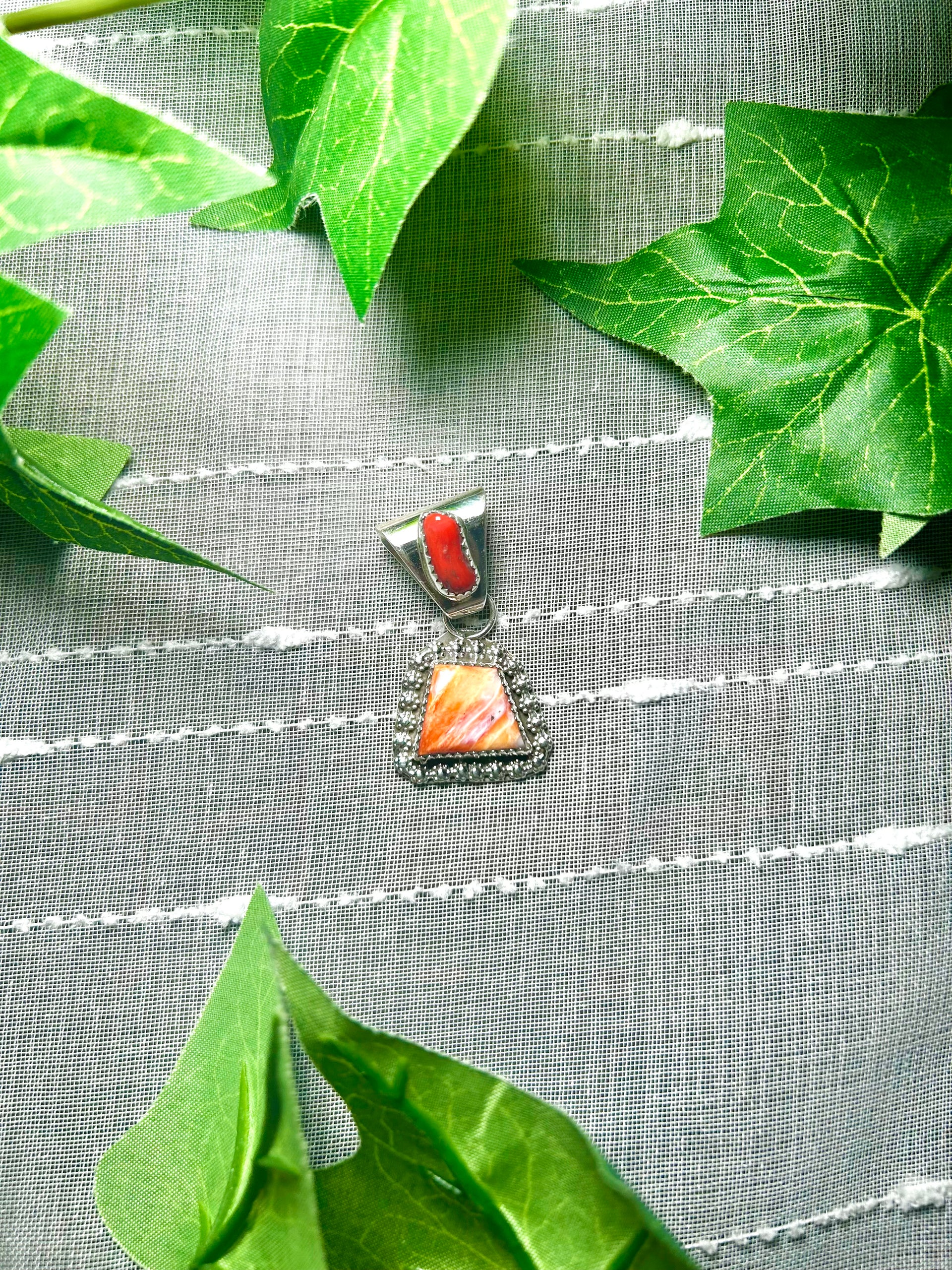 Navajo Made Multi Stone & Sterling Silver Pendant