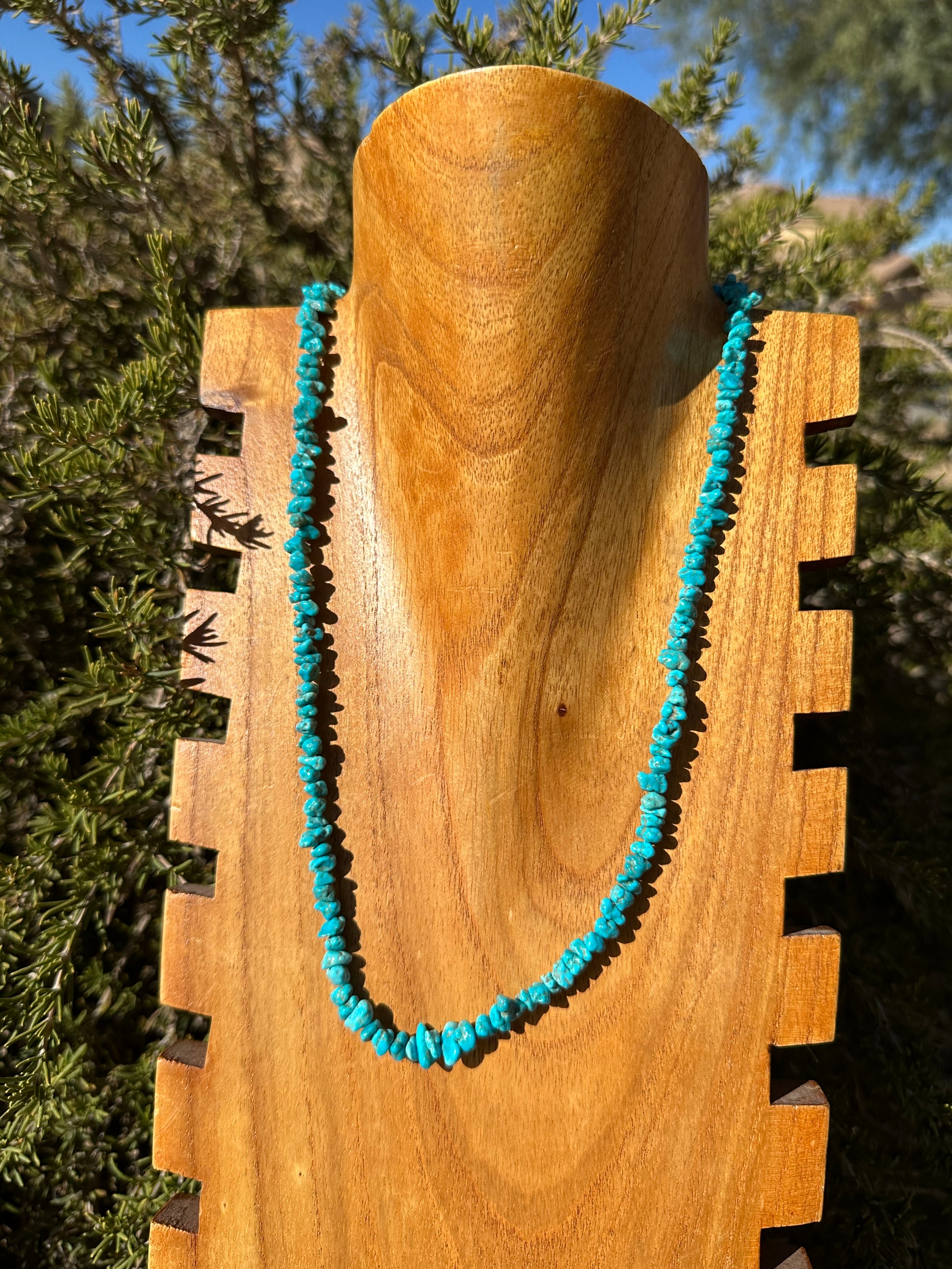 Navajo Strung Kingman Turquoise & Sterling Silver Beaded Necklace