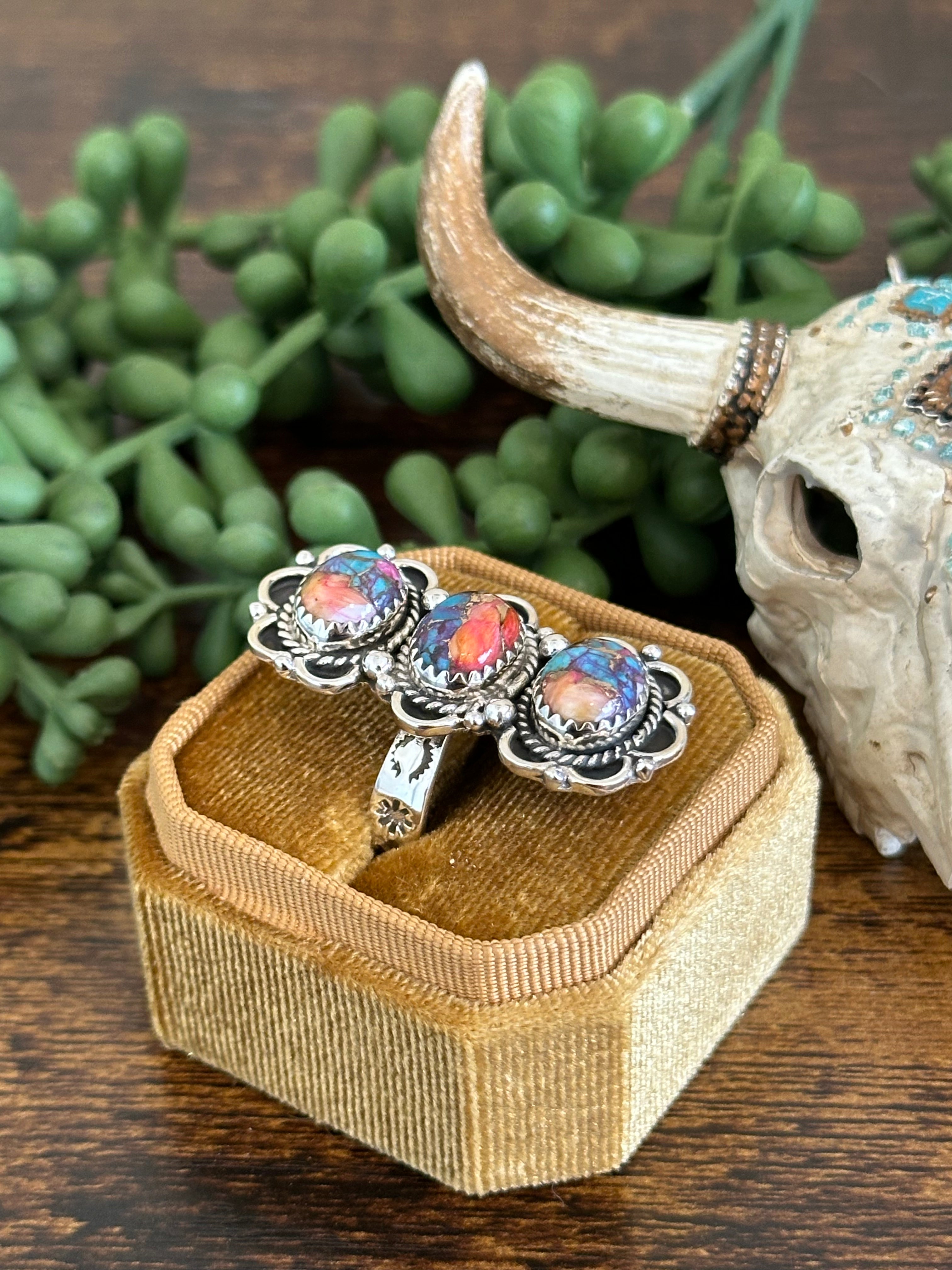 Southwest Handmade Mohave Turquoise & Sterling Silver Adjustable Ring