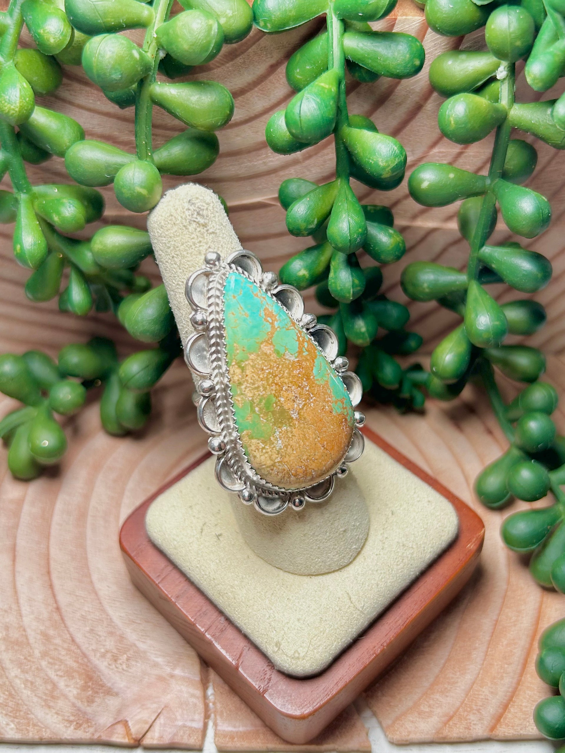 Navajo Made Evans Turquoise & Sterling Sliver Ring Size 7