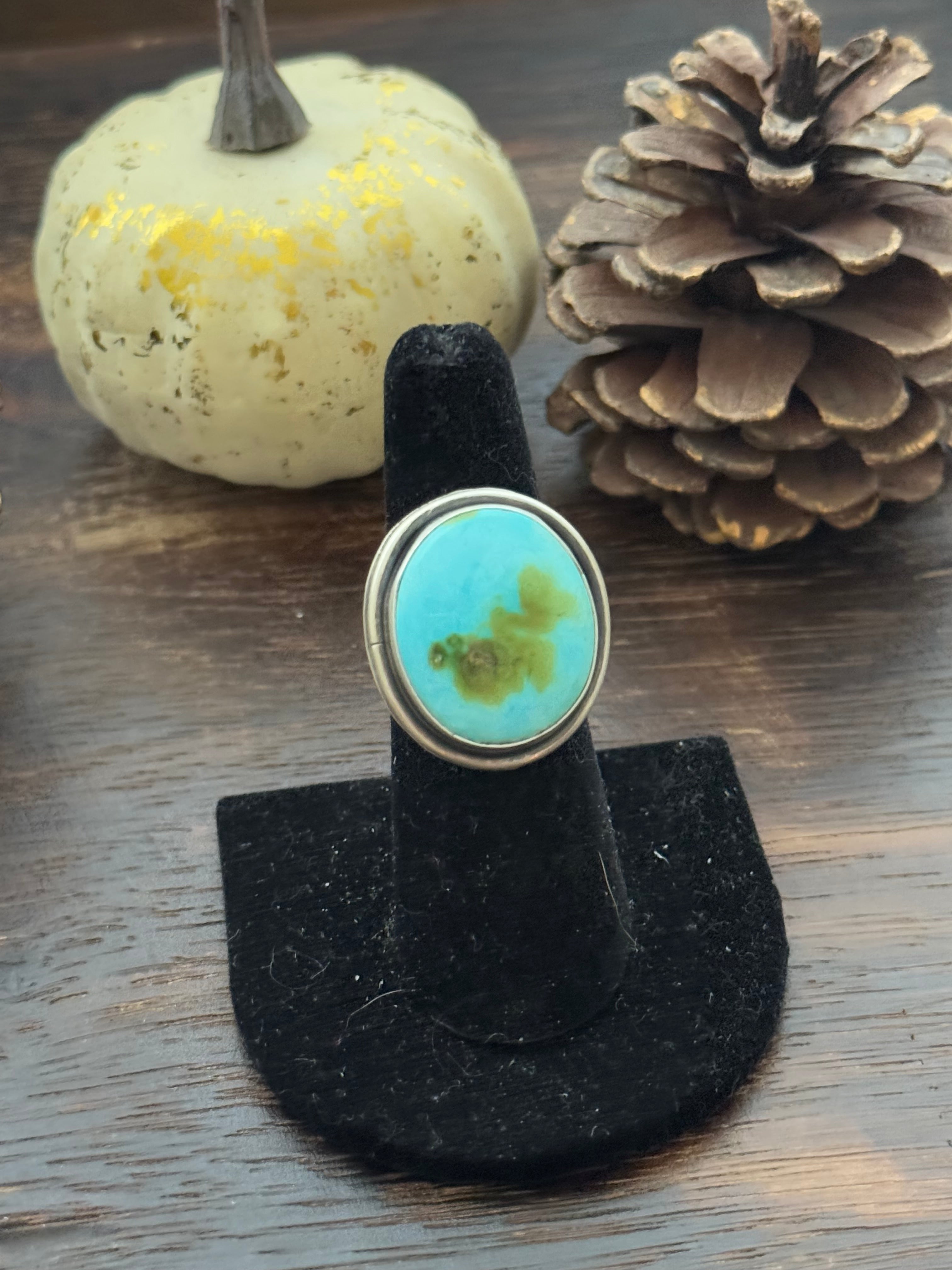 Antonnette Yazzie Sonoran Mountain Turquoise & Sterling Silver Ring Size 6.75