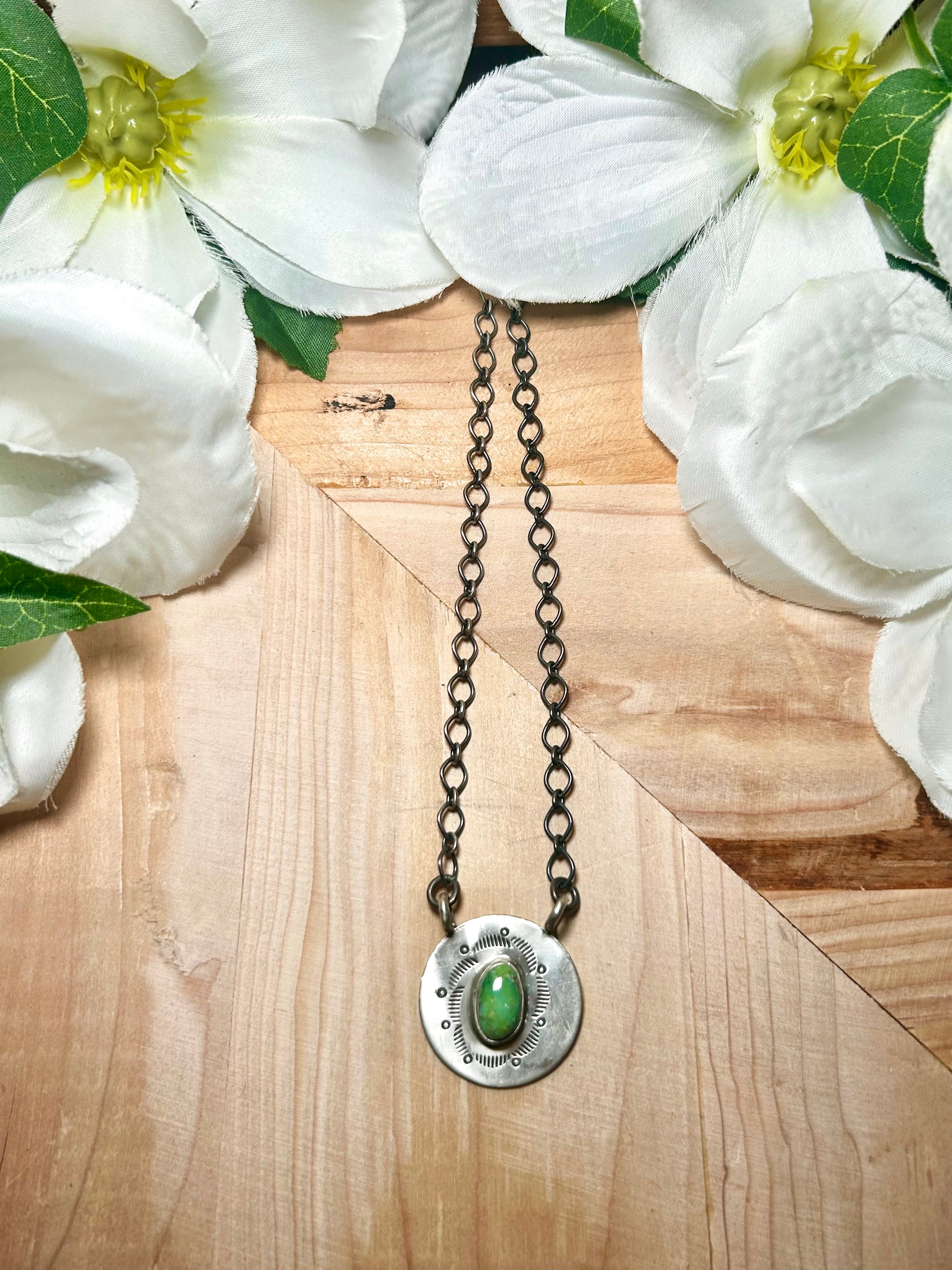 Navajo Made Sonoran Mountain Turquoise & Sterling Silver Necklace