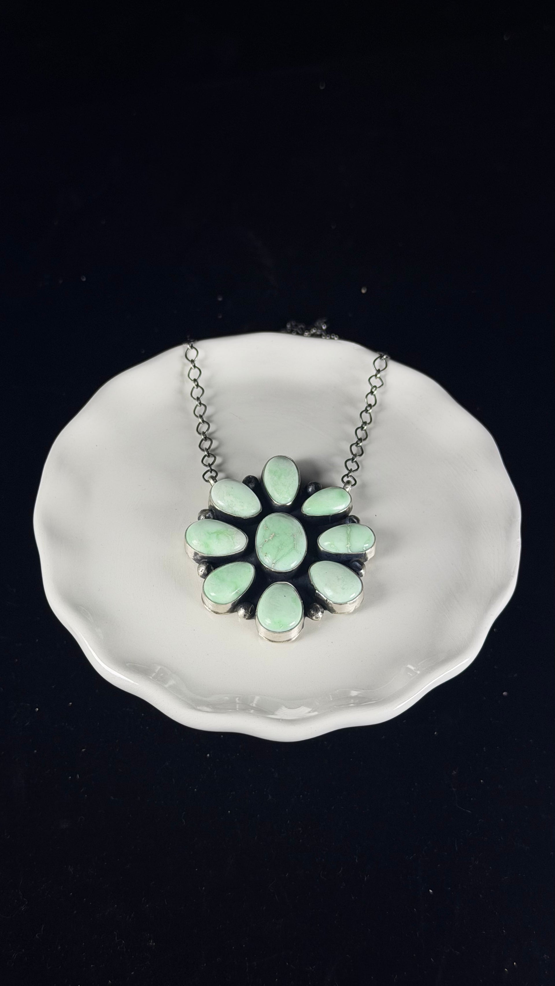 Juanita McDonald Paloma Variscite & Sterling Silver Cluster Necklace
