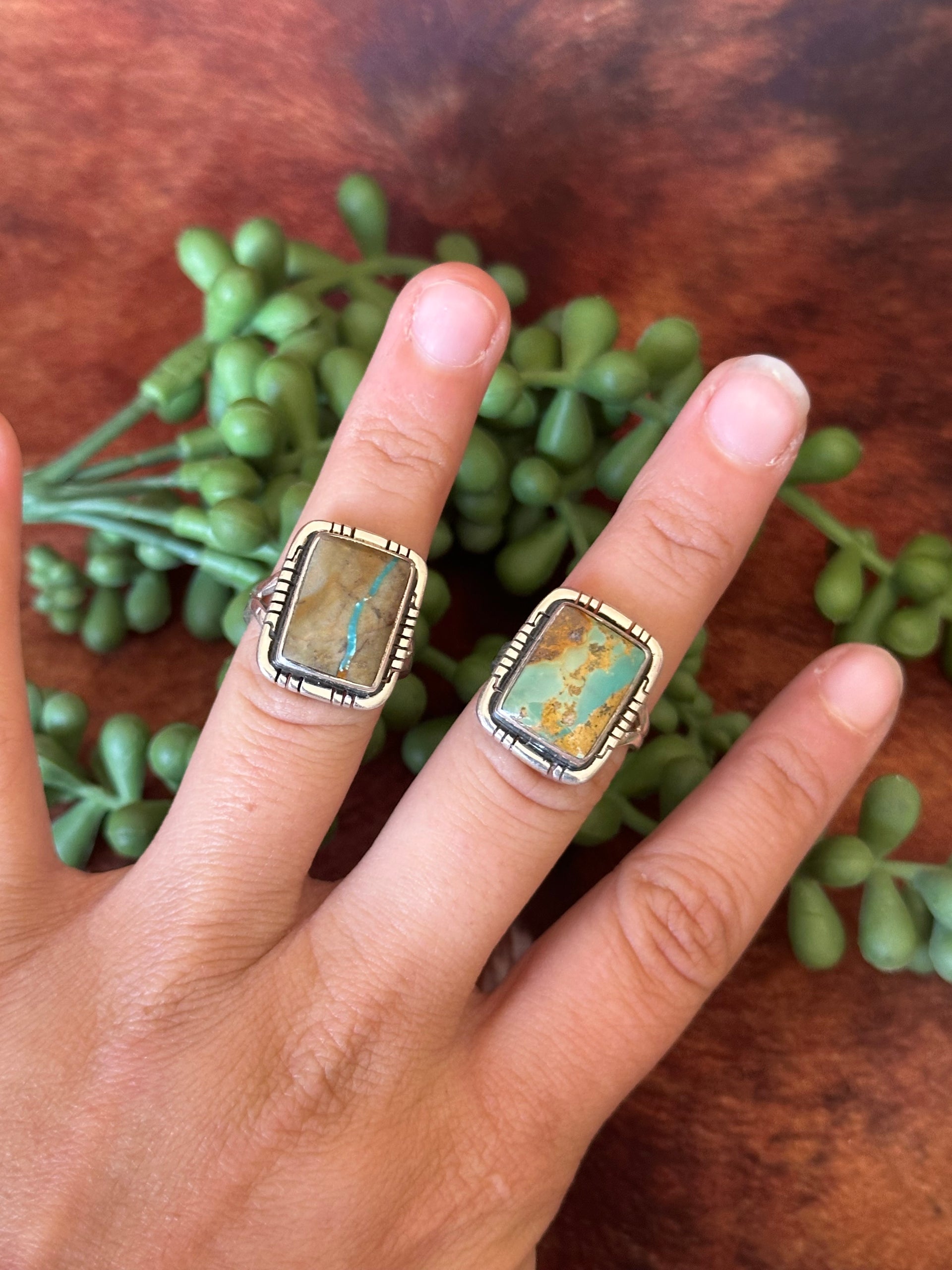 Navajo Made Boulder Turquoise & Sterling Silver Ring
