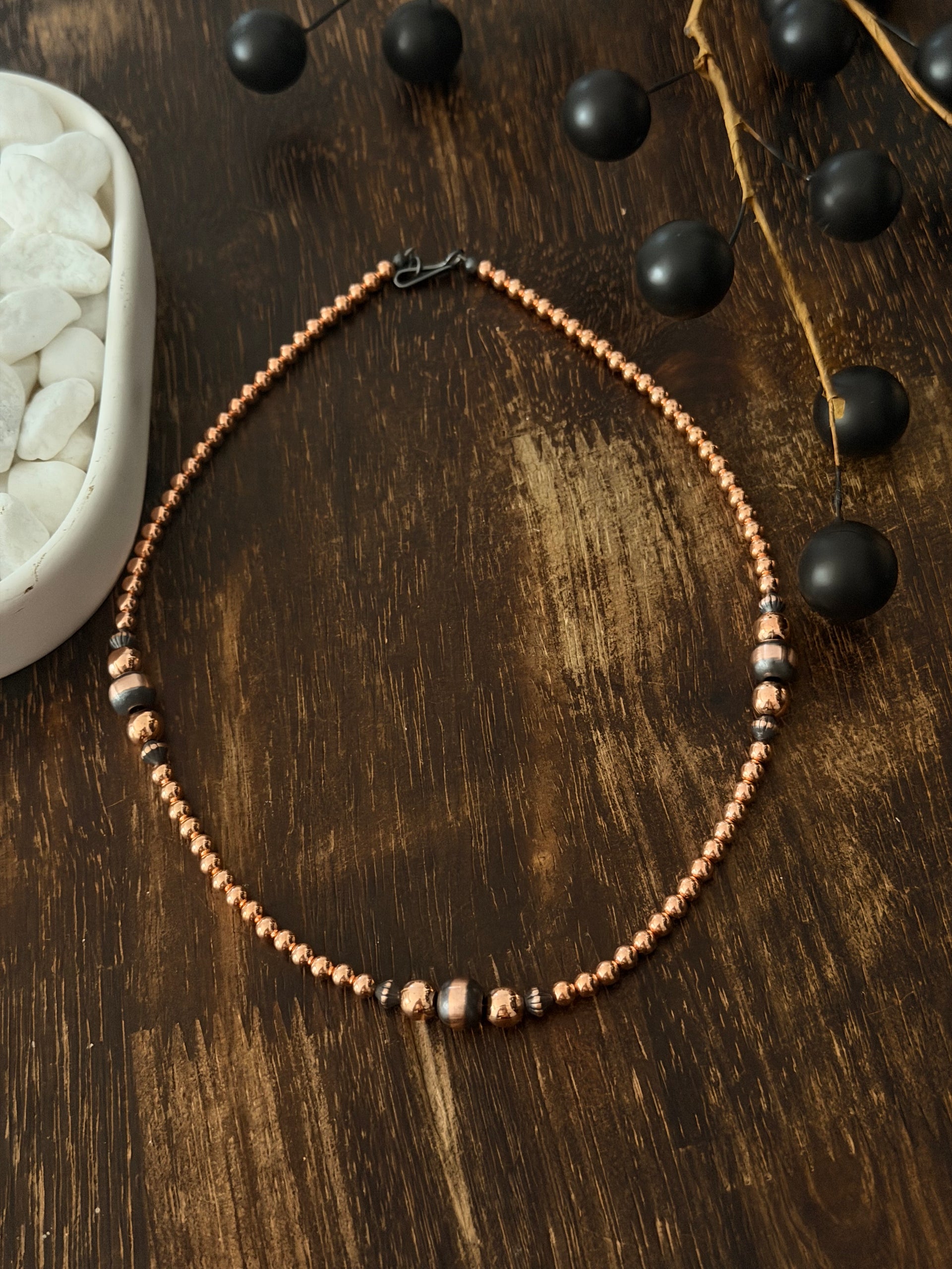 Navajo Strung Copper Machine Made Pearl Necklace