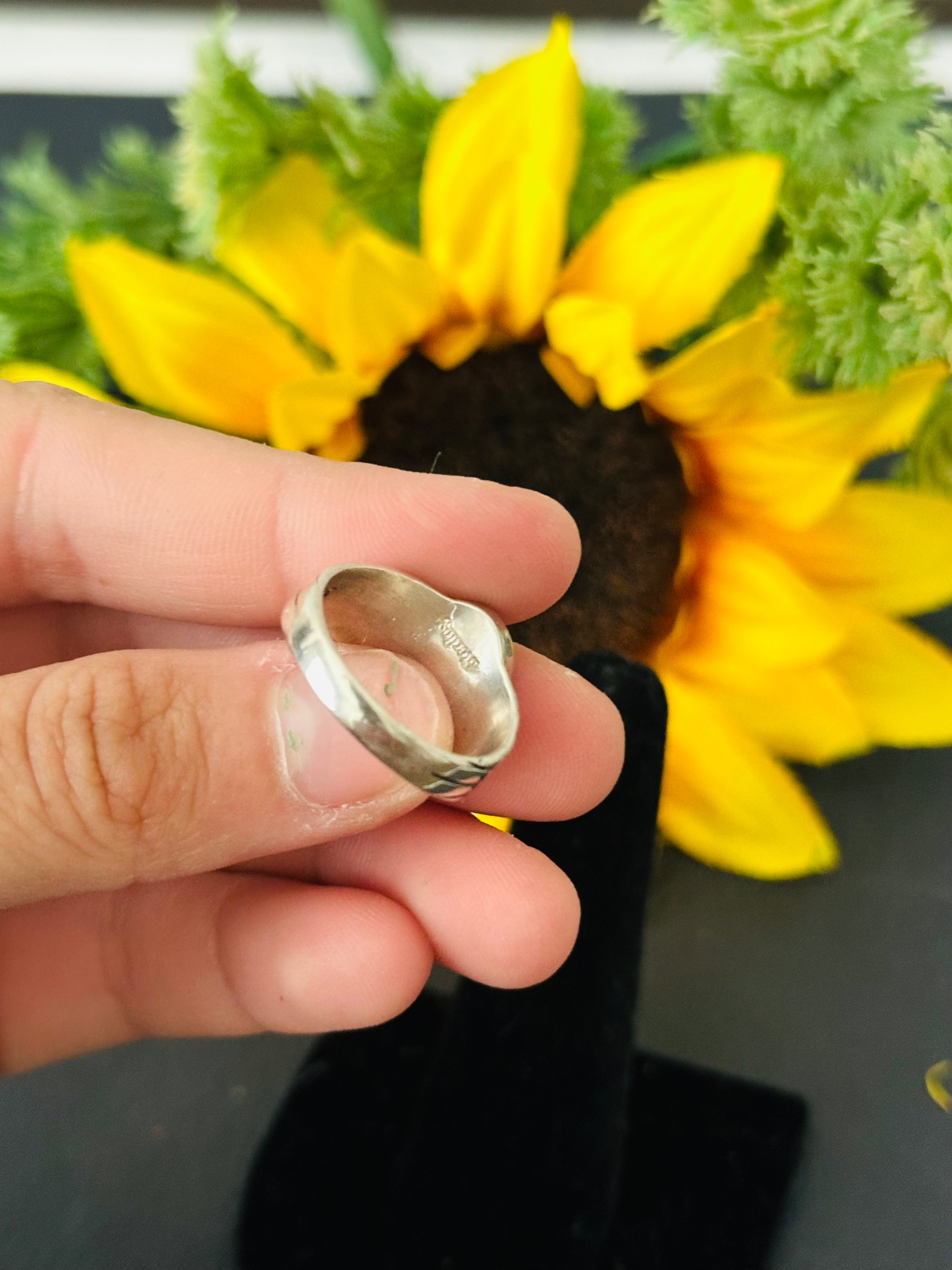 Navajo Made White Buffalo & Sterling Silver Ring